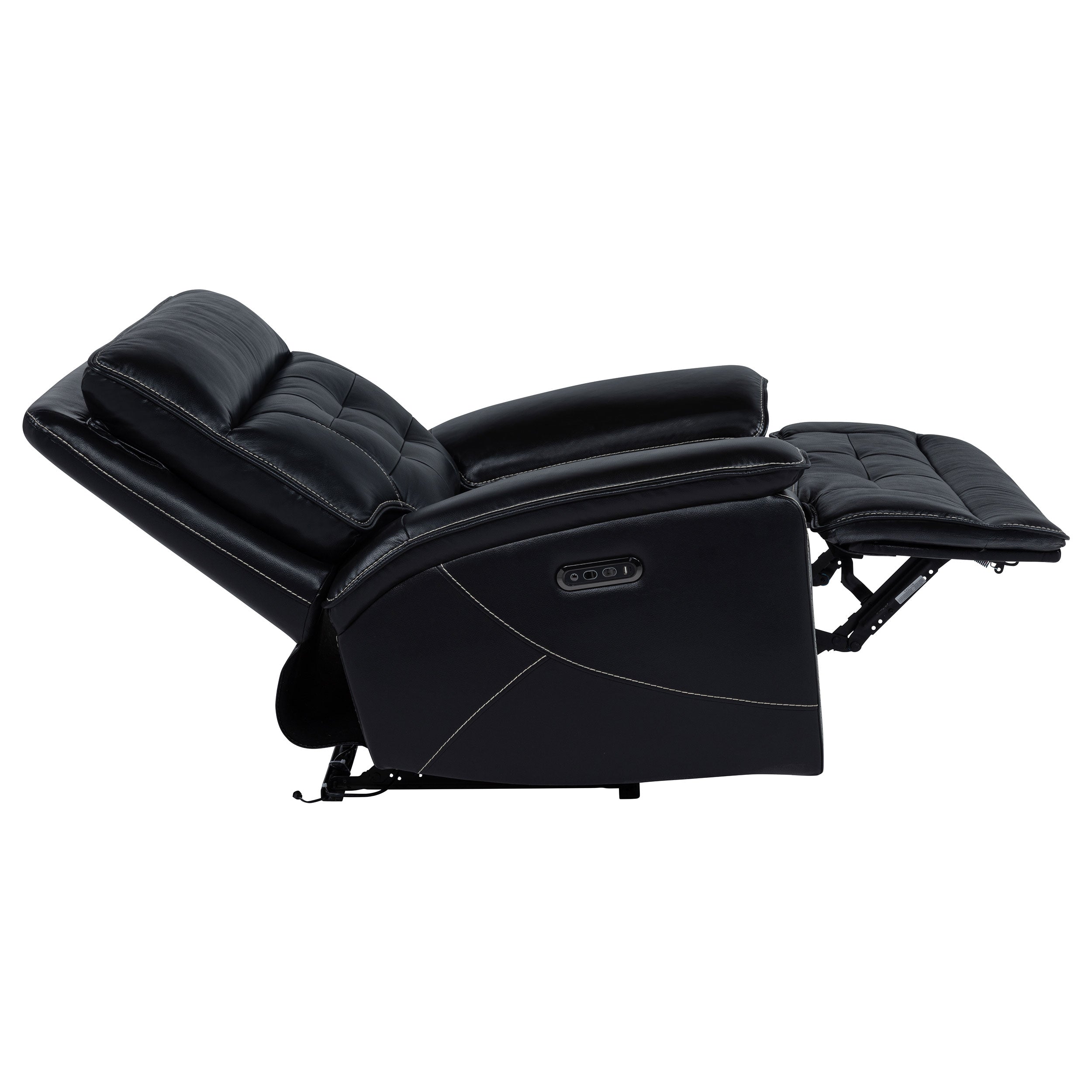 Hewitt Leather Upholstered Dual Power Recliner Chair Black — view 7