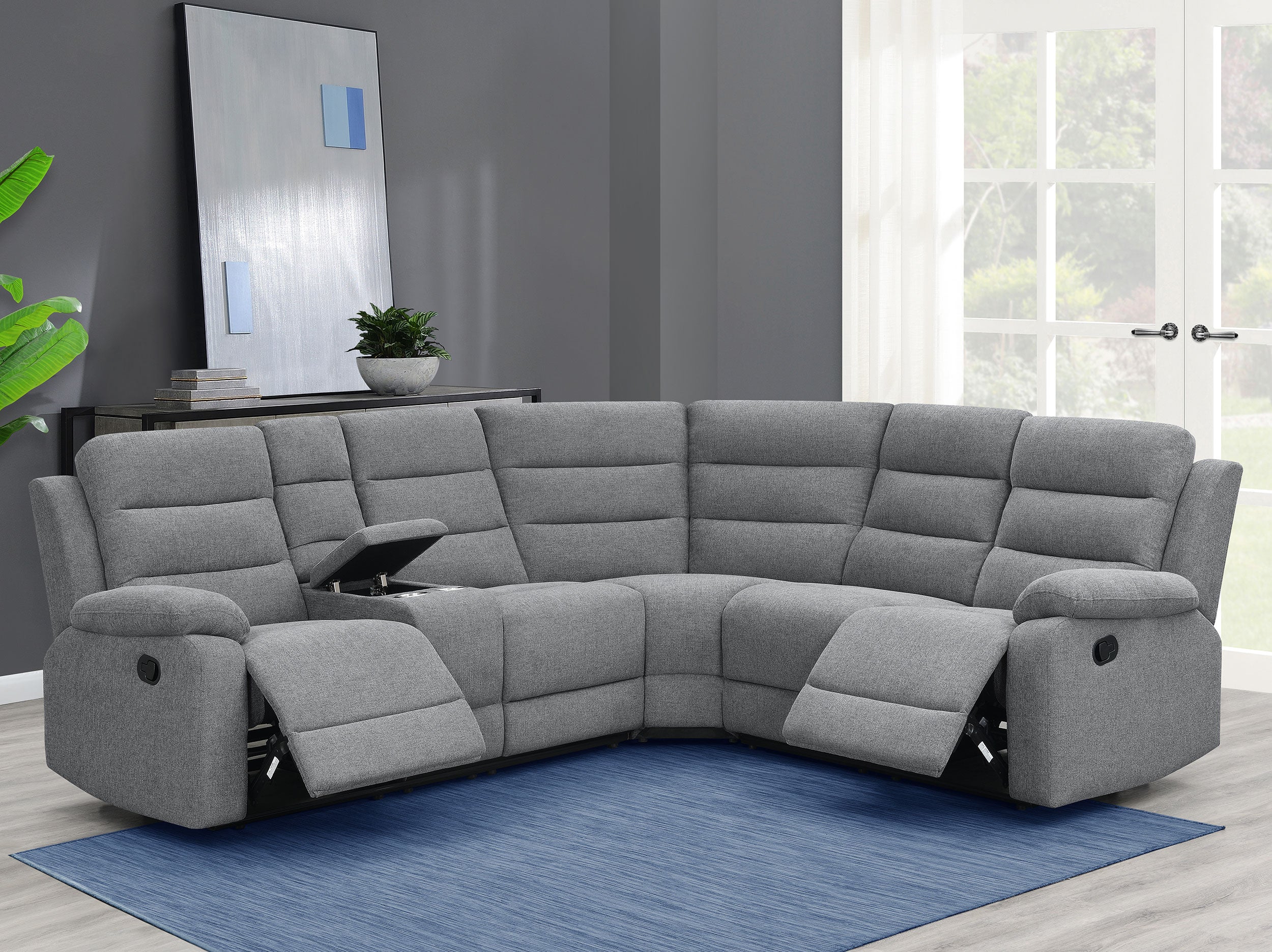 David Upholstered Reclining Sectional Sofa Smoke — view 1