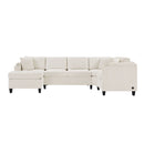 U Shaped Sectional Sofa, Corner Living Room Couch With Built In Cup Holders, Storage, USB Ports