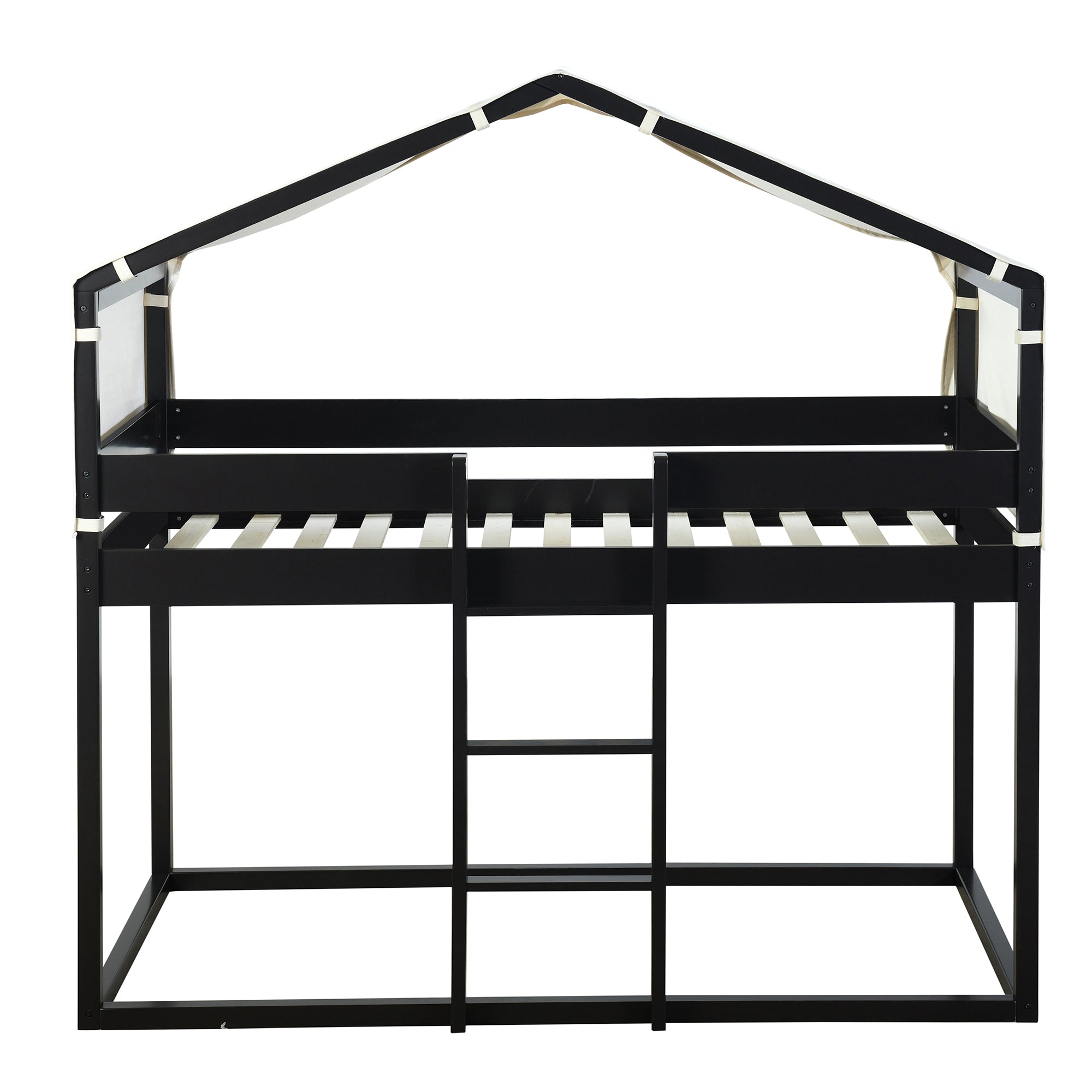 Twin Over Twin Bunk Bed Wood Bed with Tent, Espresso - Atlantic Fine Furniture Melbourne FL