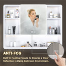 Aluminium Medicine Cabinet Mirror With 3 Colors LED Light And Defogging Function - White