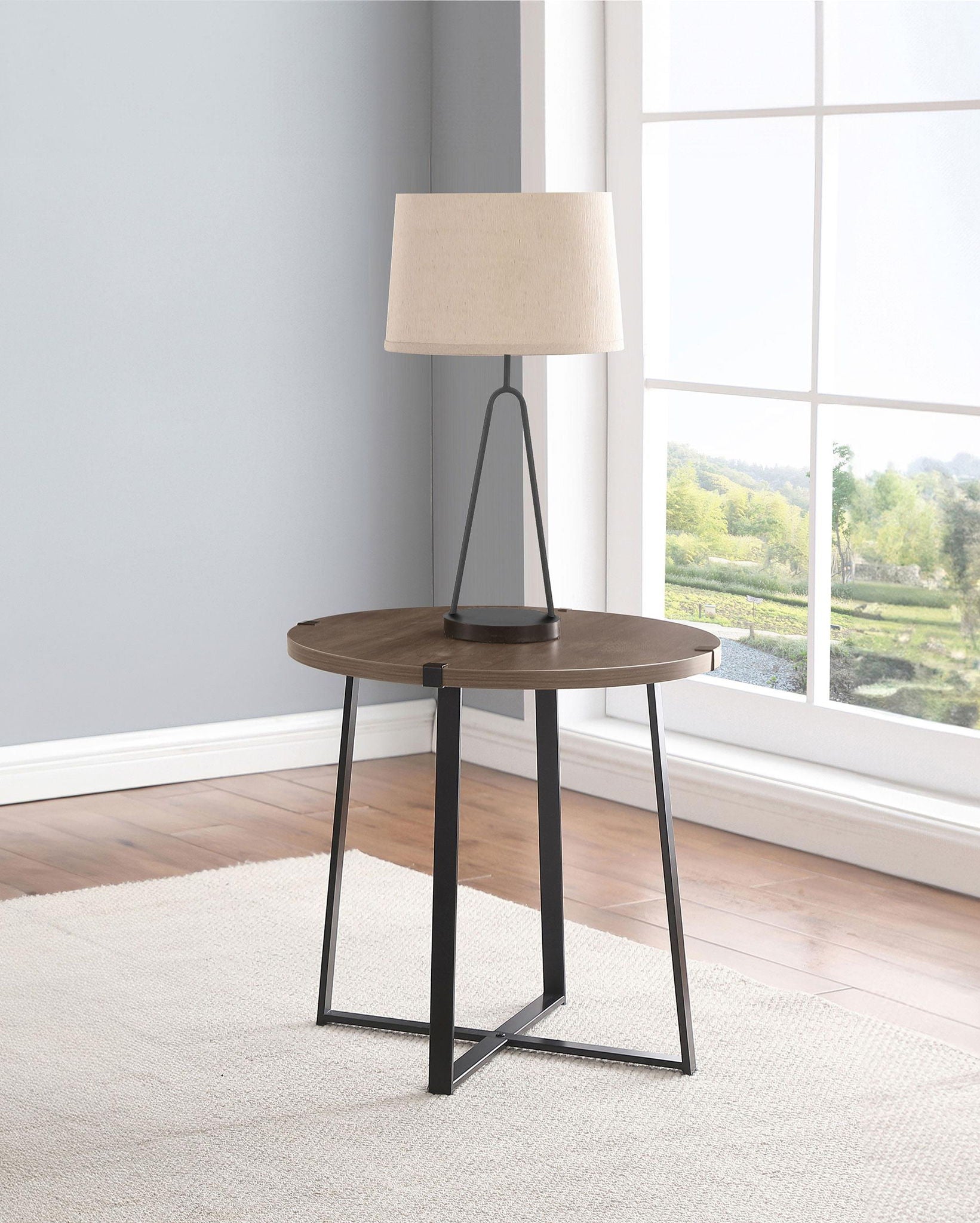 Marcus Round Engineered Wood Side End Table Light Brown - Atlantic Fine Furniture Melbourne FL