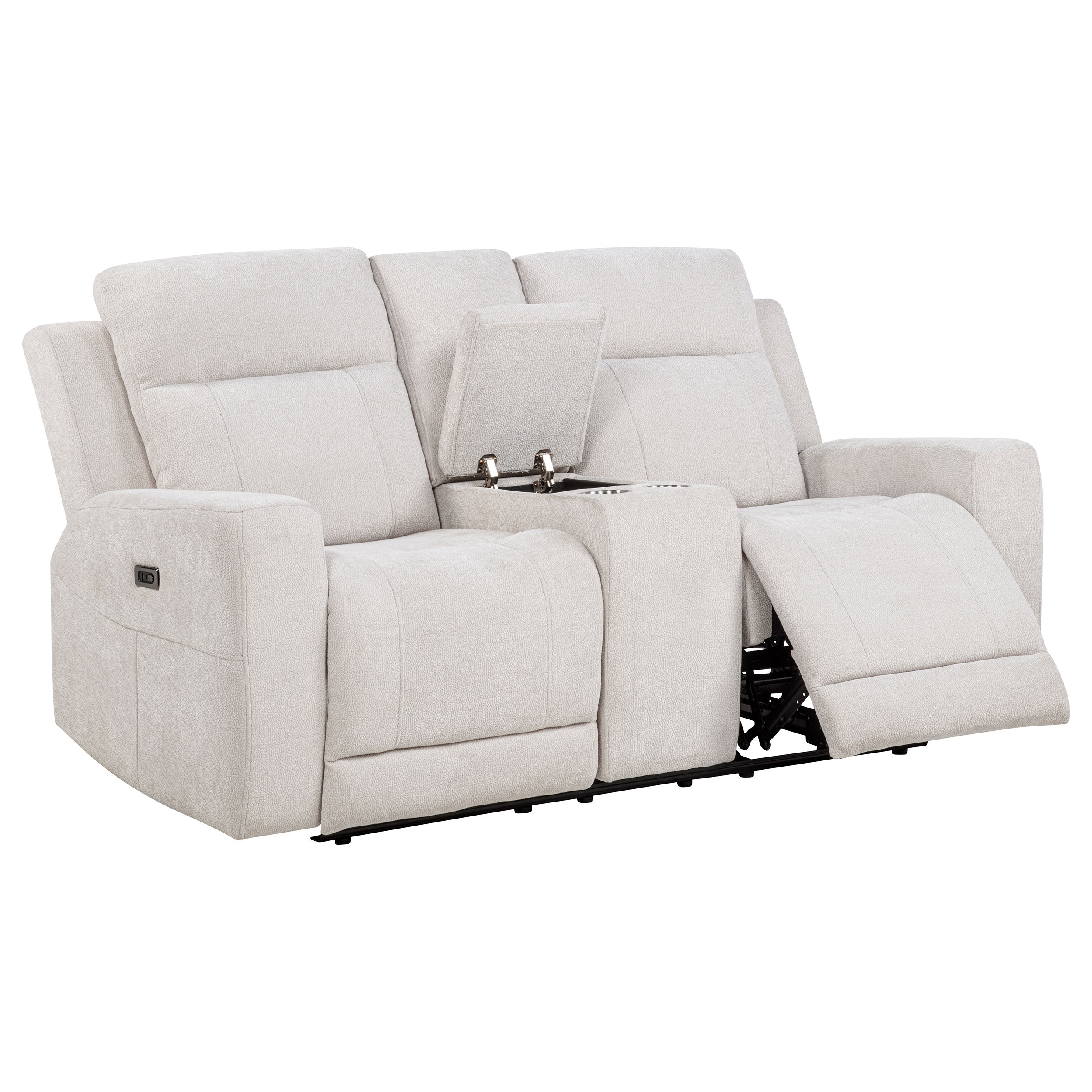 Kennett 2-piece Chenille Power Reclining Sofa Set Ivory — view 10