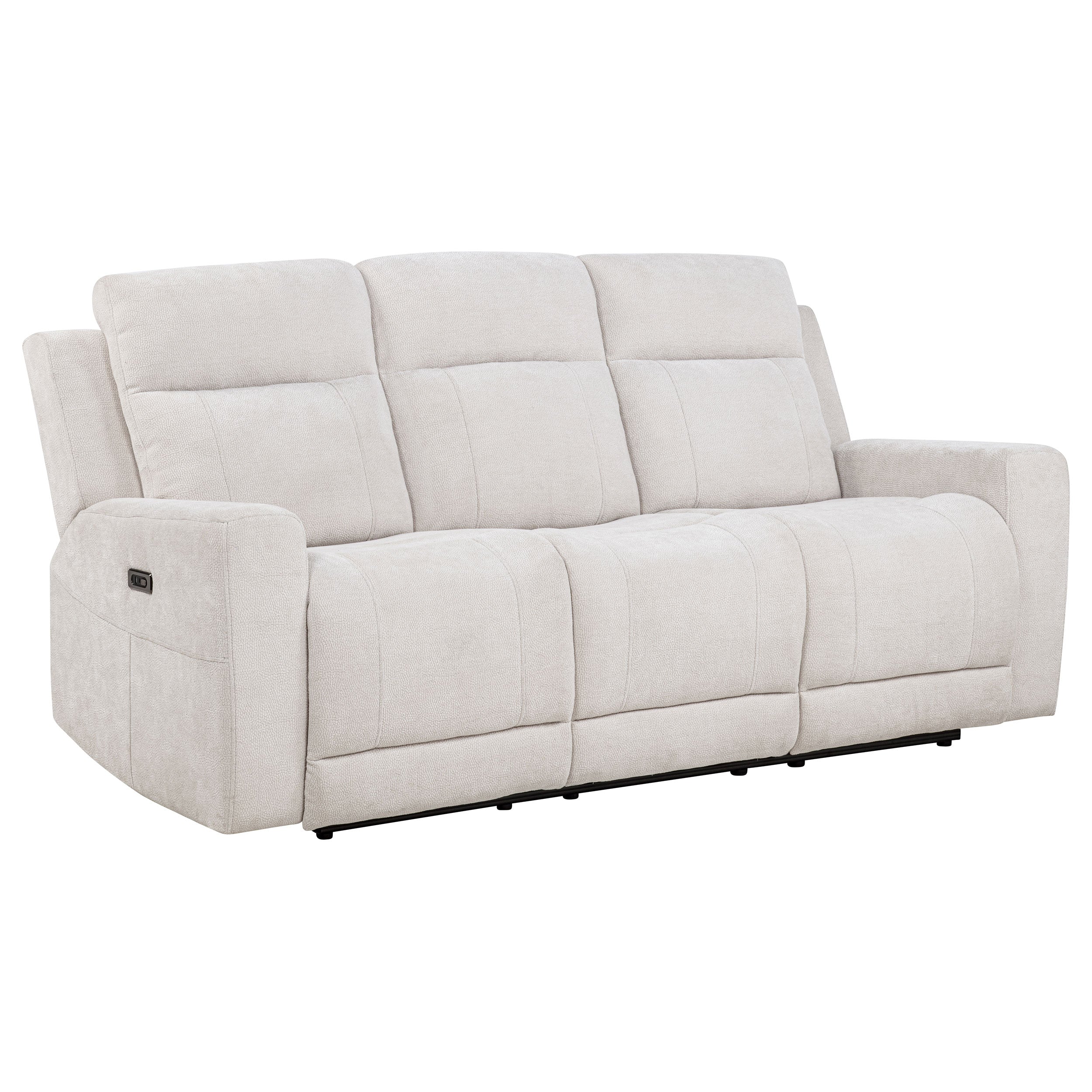 Kennett 3-piece Chenille Power Reclining Sofa Set Ivory — view 3