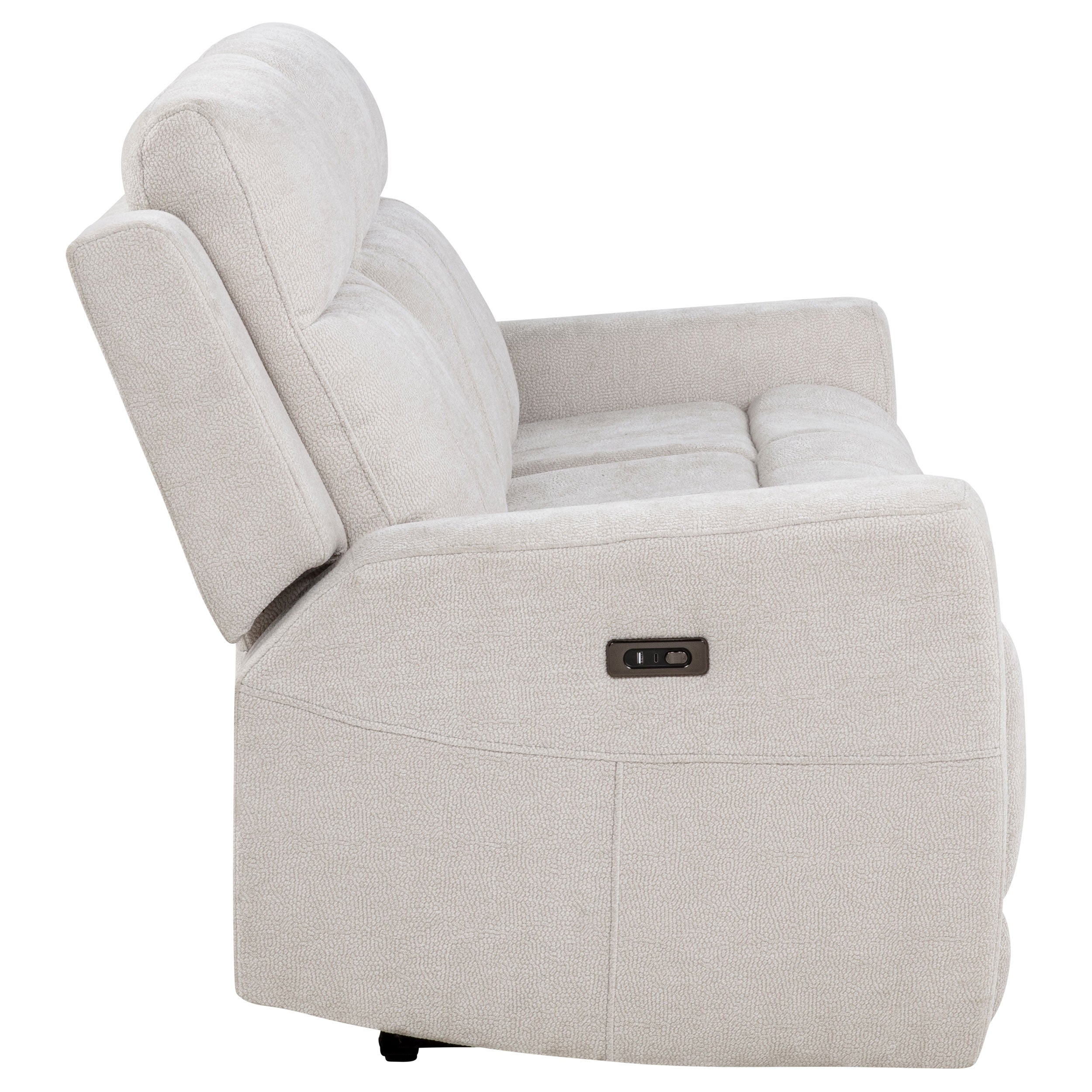 Kennett Chenille Upholstered Power Reclining Sofa Ivory — view 7