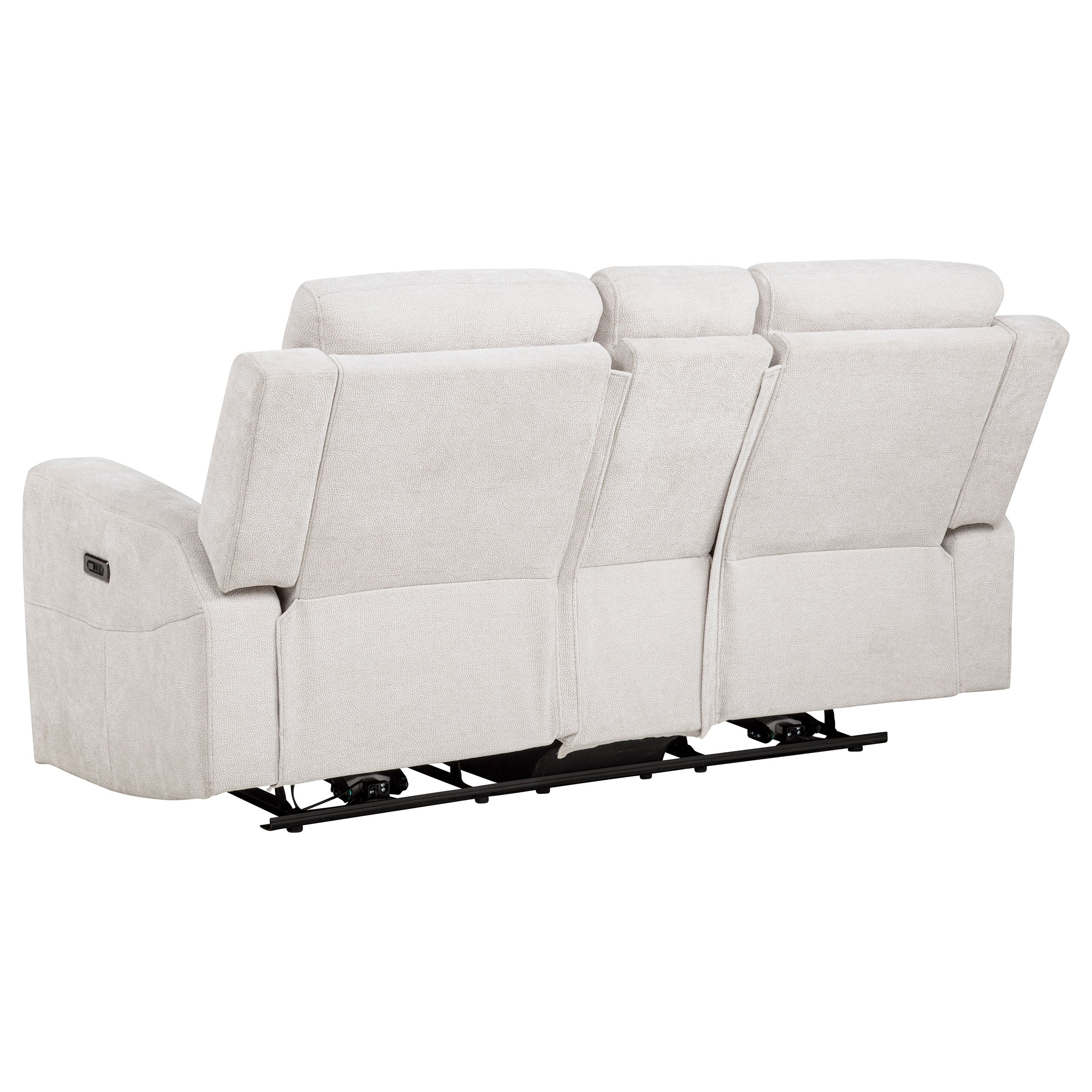 Kennett Chenille Upholstered Power Reclining Loveseat Ivory — view 6