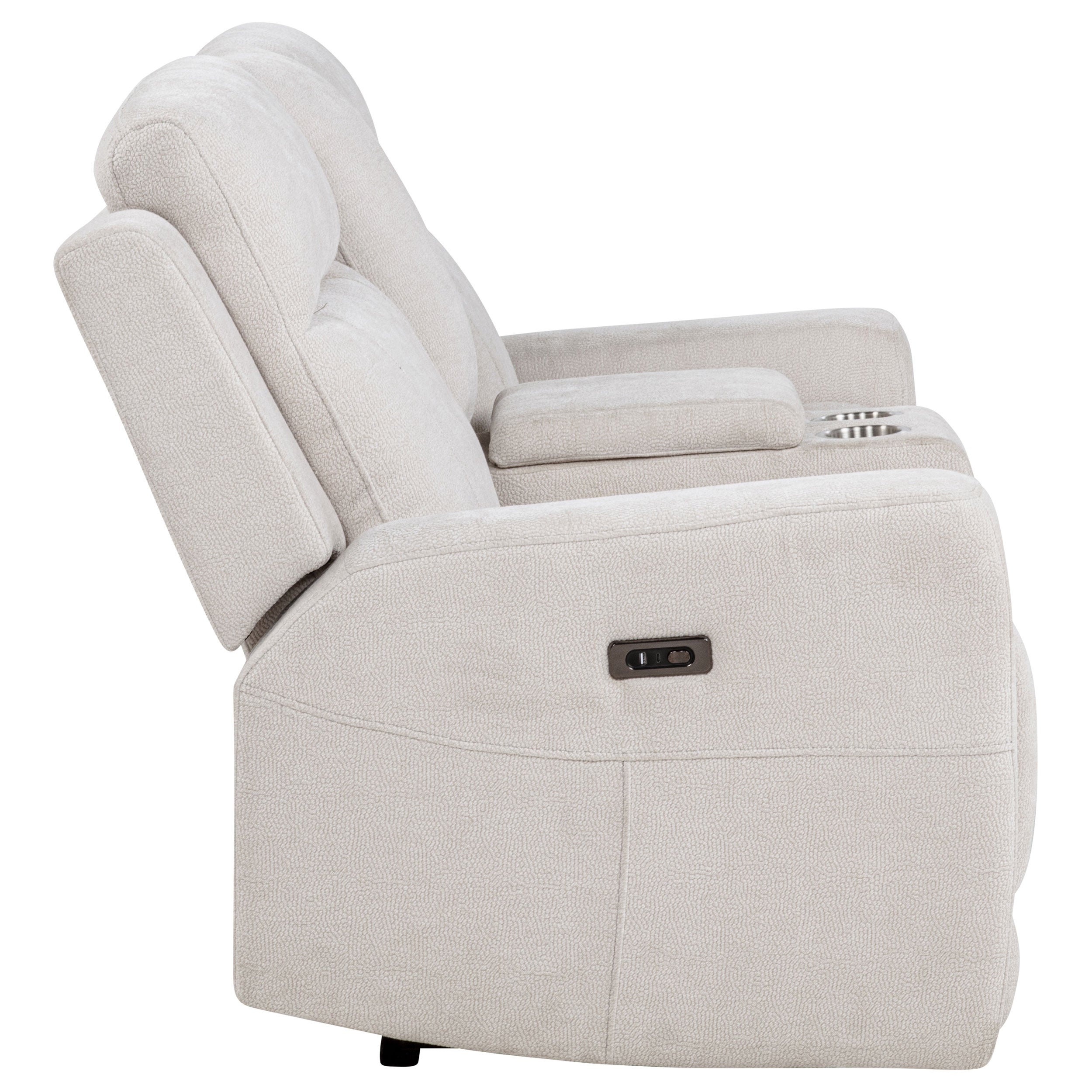 Kennett Chenille Upholstered Power Reclining Loveseat Ivory — view 7