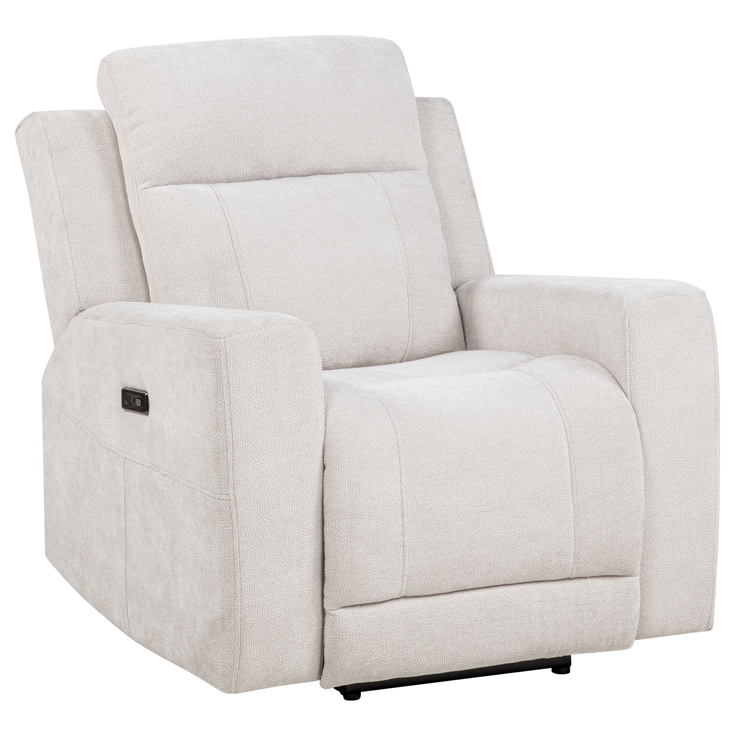 Kennett Chenille Upholstered Power Recliner Chair Ivory — view 4