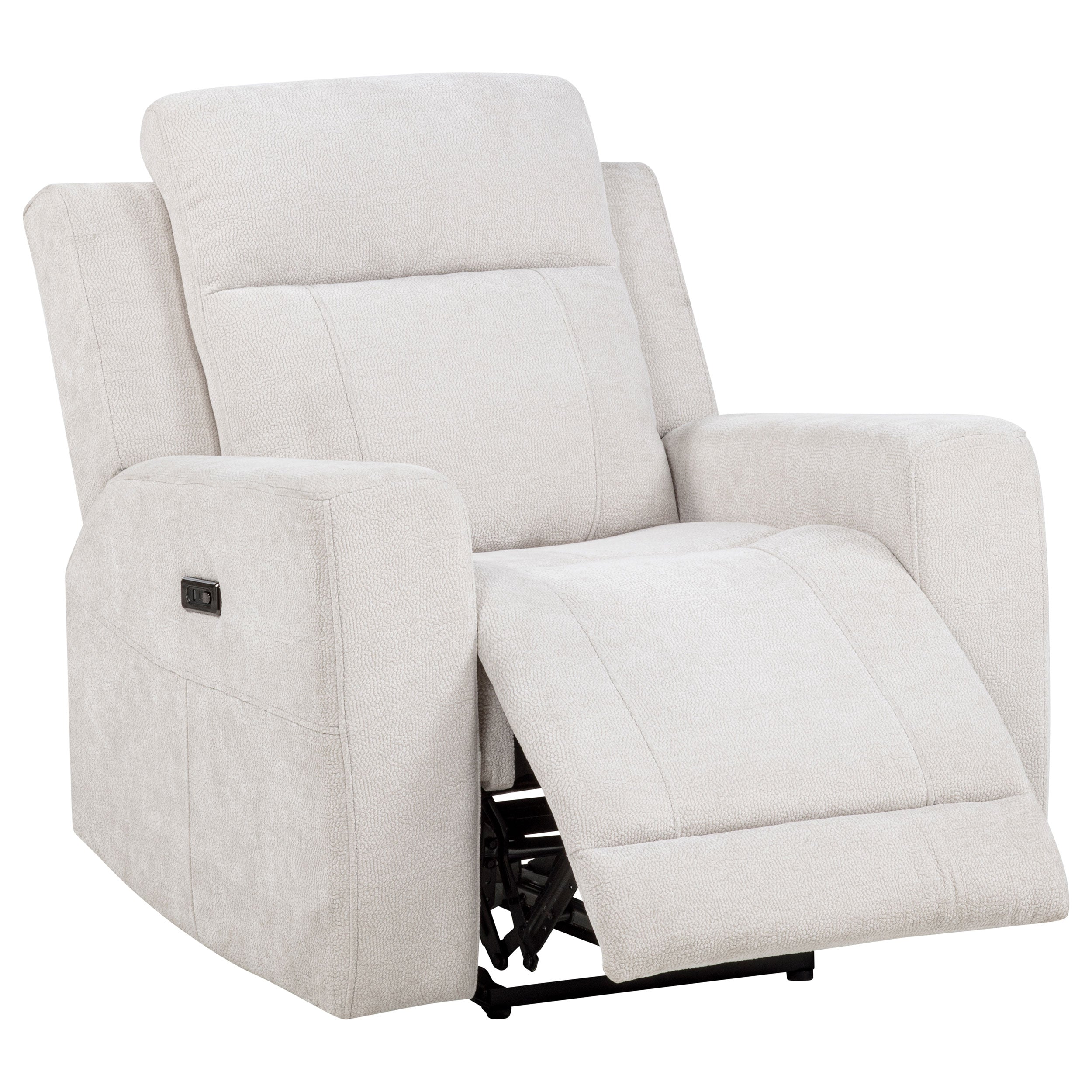 Kennett Chenille Upholstered Power Recliner Chair Ivory — view 1