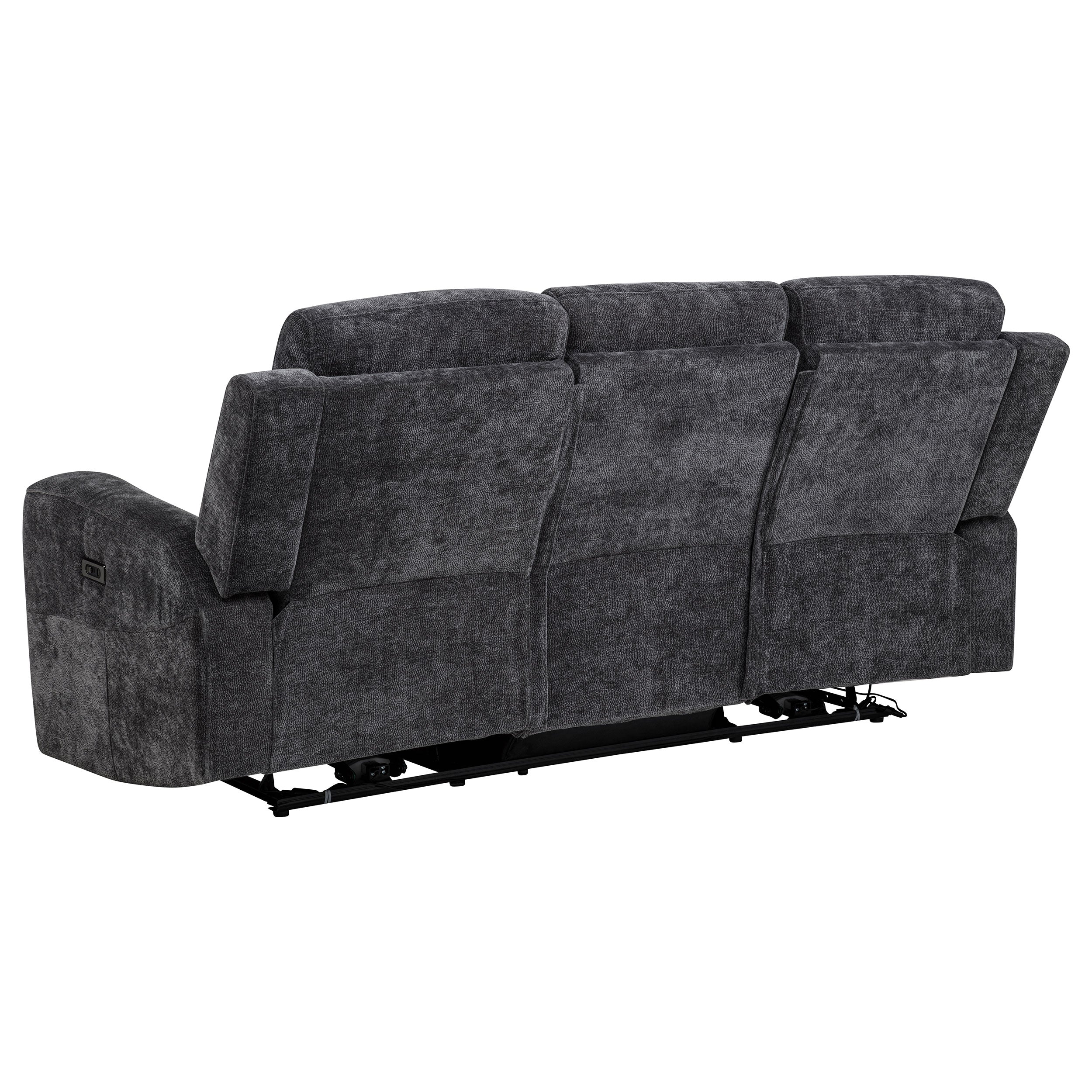 Kennett 2-piece Chenille Power Reclining Sofa Set Dark Grey — view 7