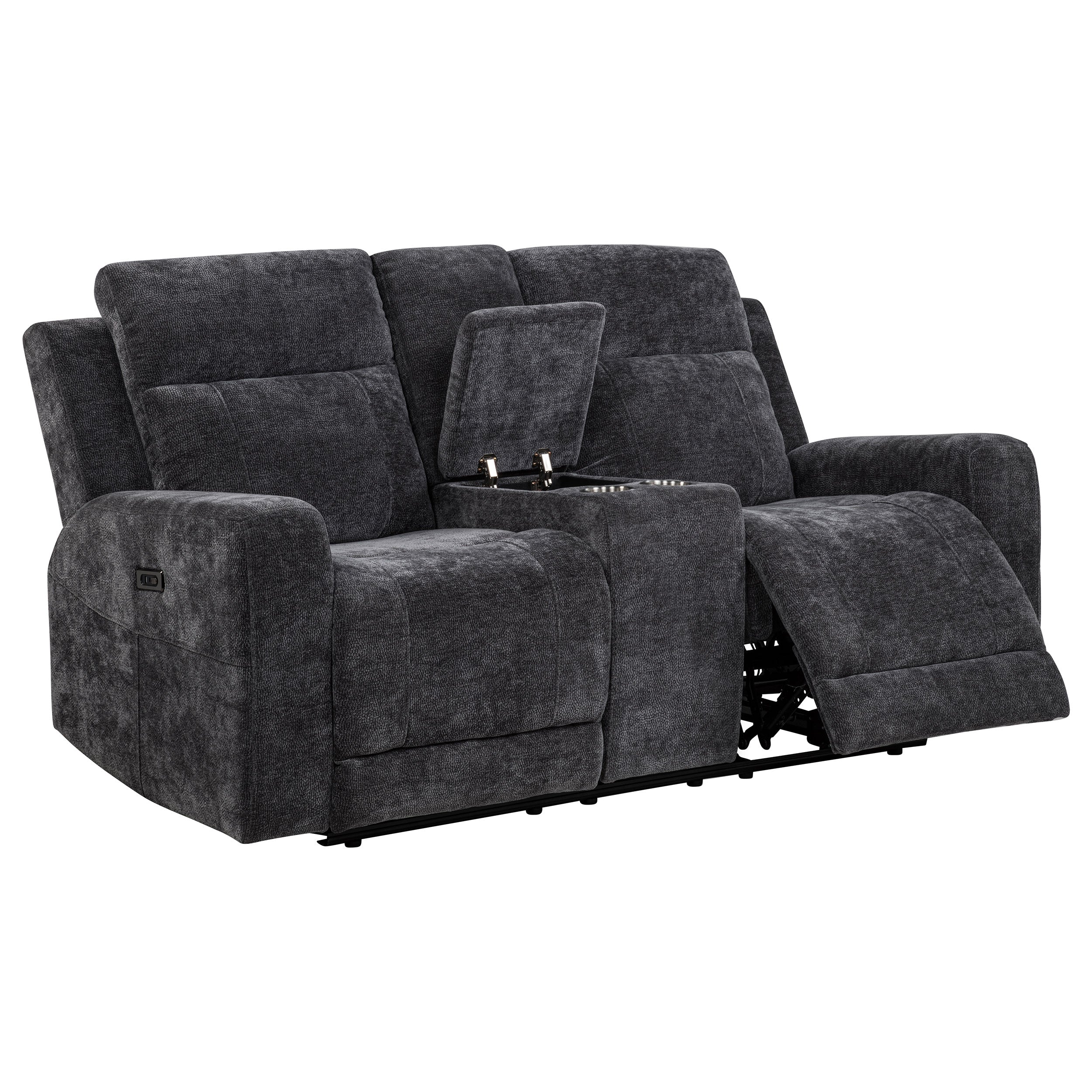 Kennett 2-piece Chenille Power Reclining Sofa Set Dark Grey — view 10