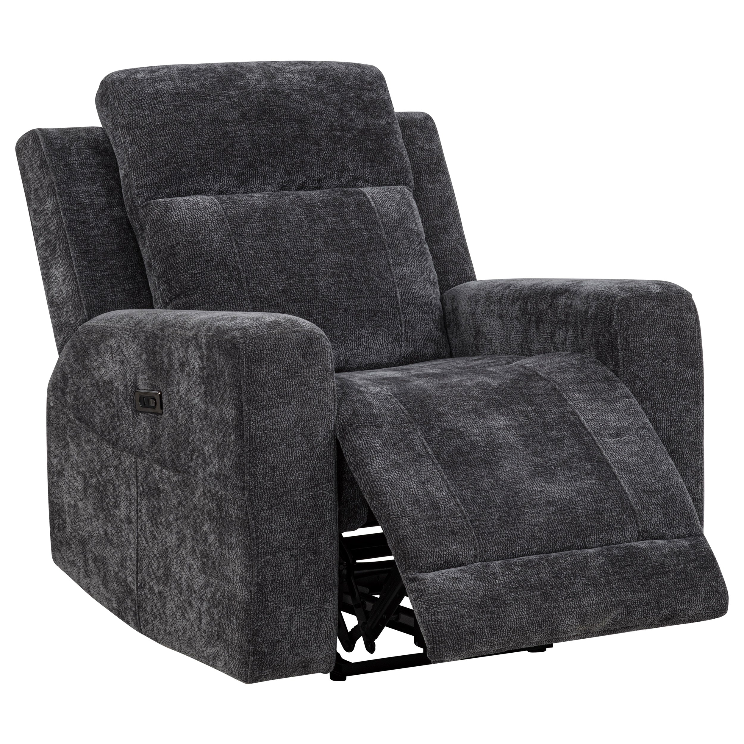 Kennett 3-piece Chenille Power Reclining Sofa Set Dark Grey — view 12