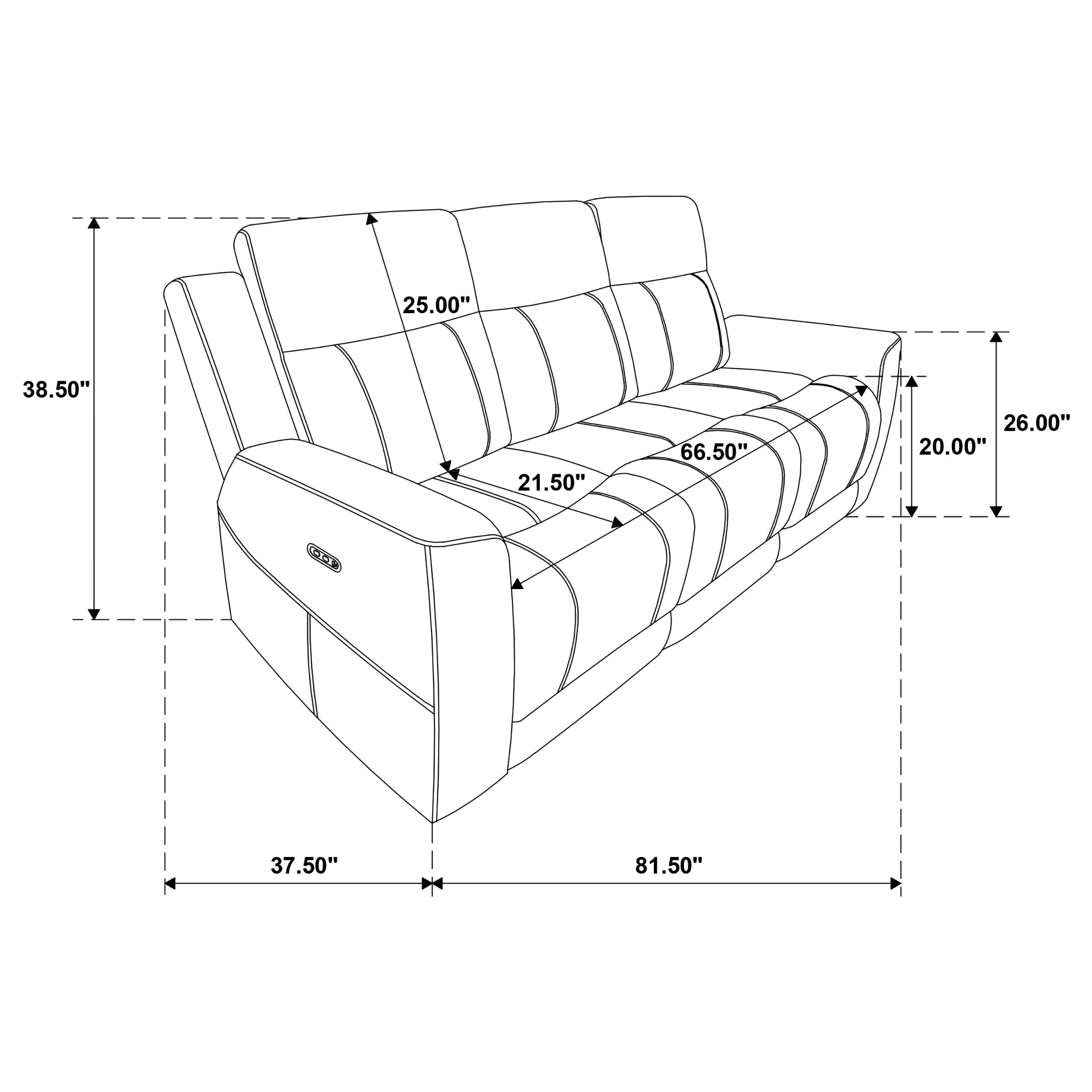 Kennett 3-piece Chenille Power Reclining Sofa Set Dark Grey — view 18