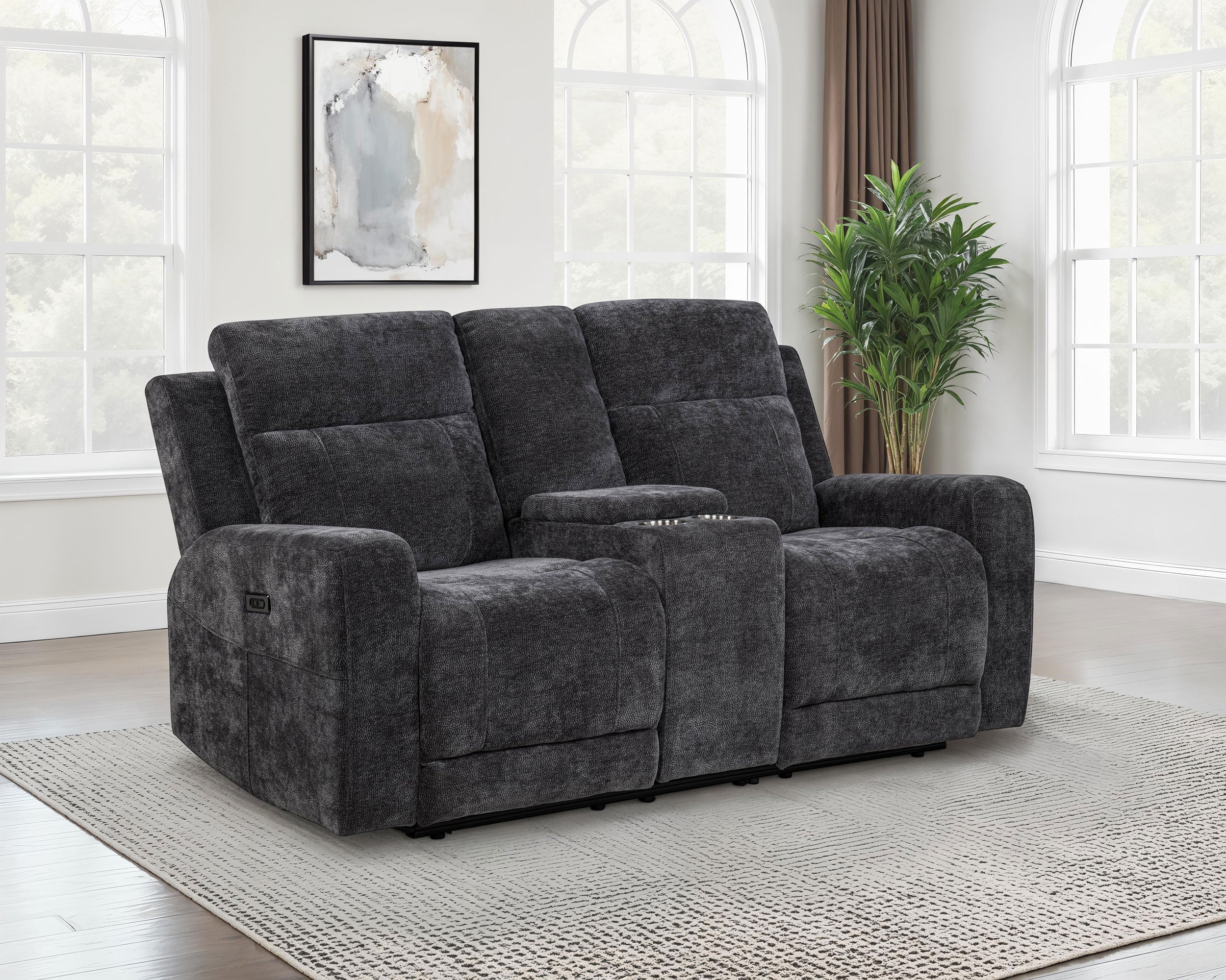 Kennett Chenille Upholstered Power Reclining Loveseat Grey — view 2