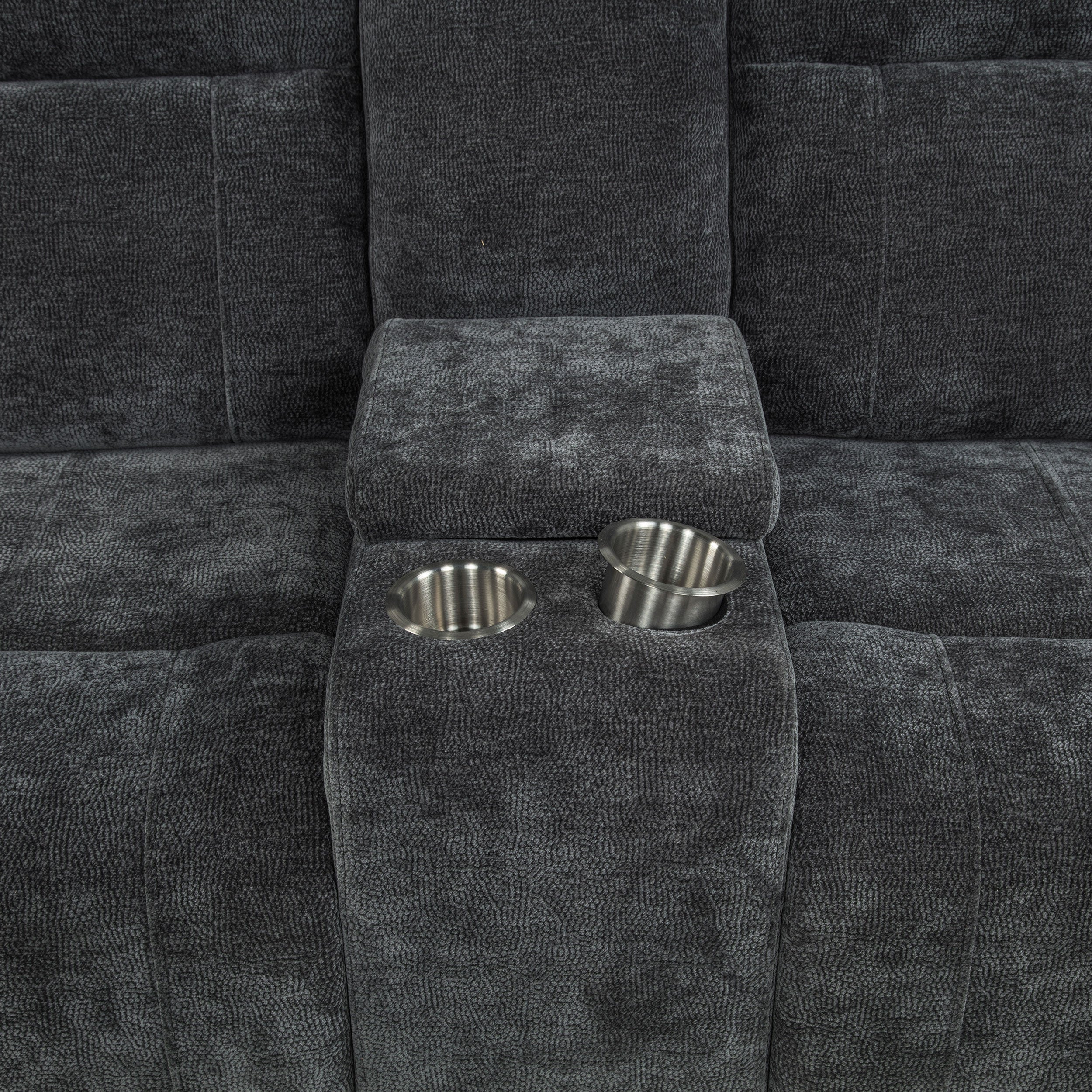 Kennett Chenille Upholstered Power Reclining Loveseat Grey — view 9