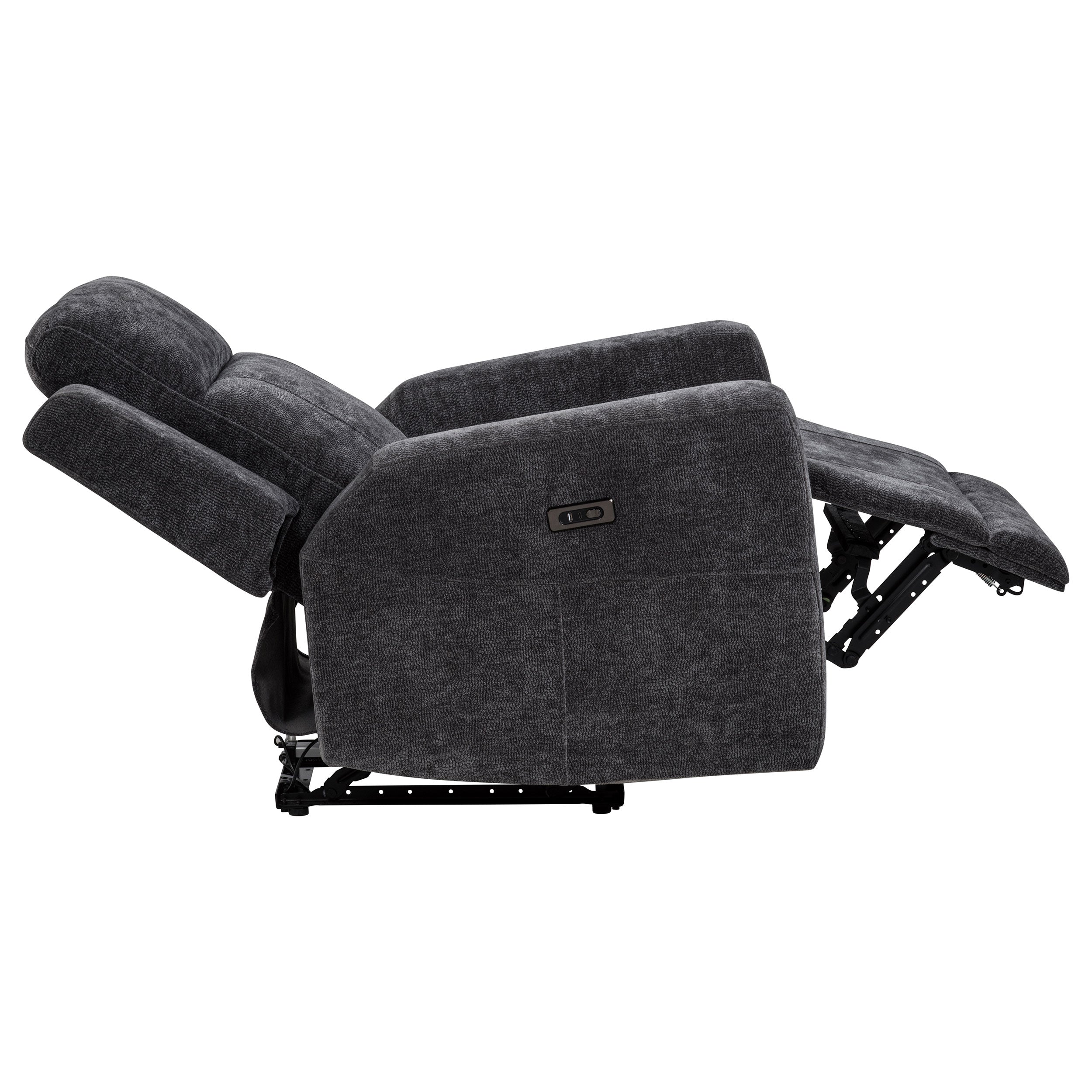Kennett Chenille Upholstered Power Recliner Chair Dark Grey — view 8