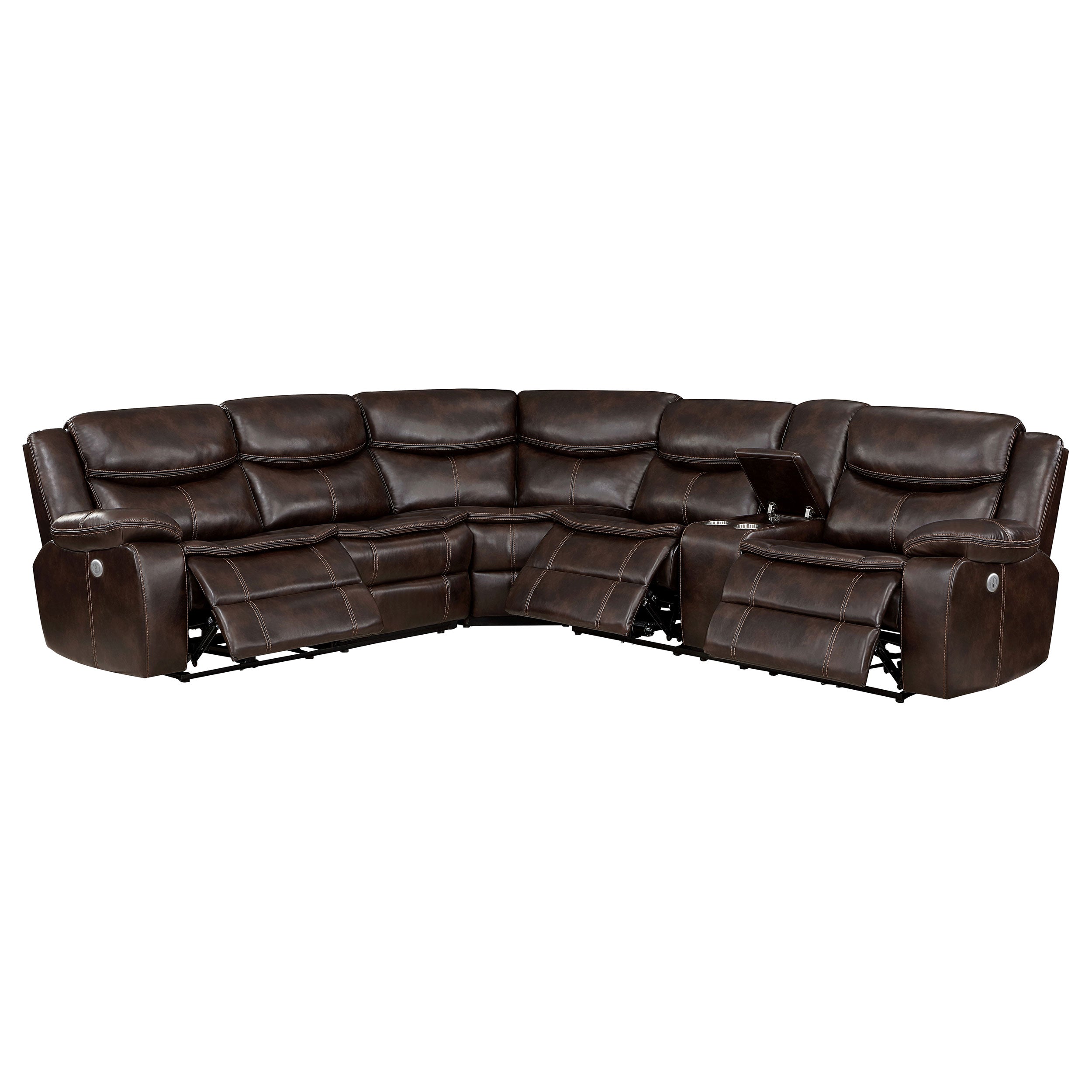 Sycamore Upholstered Power Reclining Sectional Sofa Brown — view 1