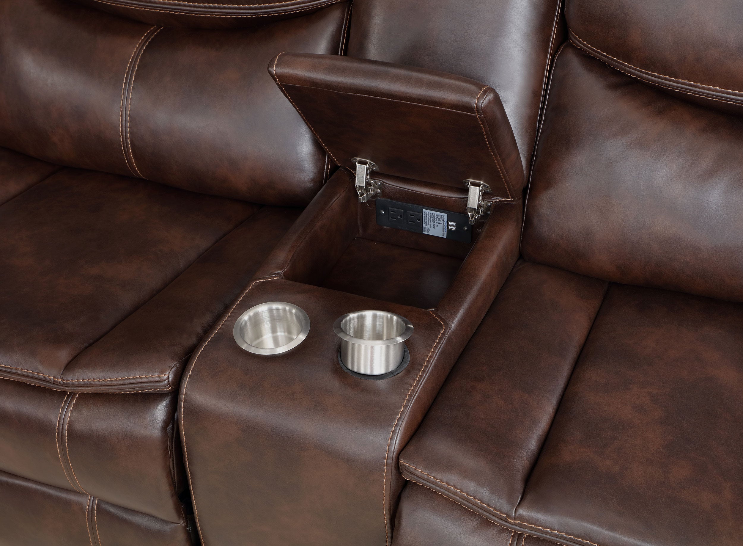 Sycamore Upholstered Power Reclining Sectional Sofa Brown — view 8
