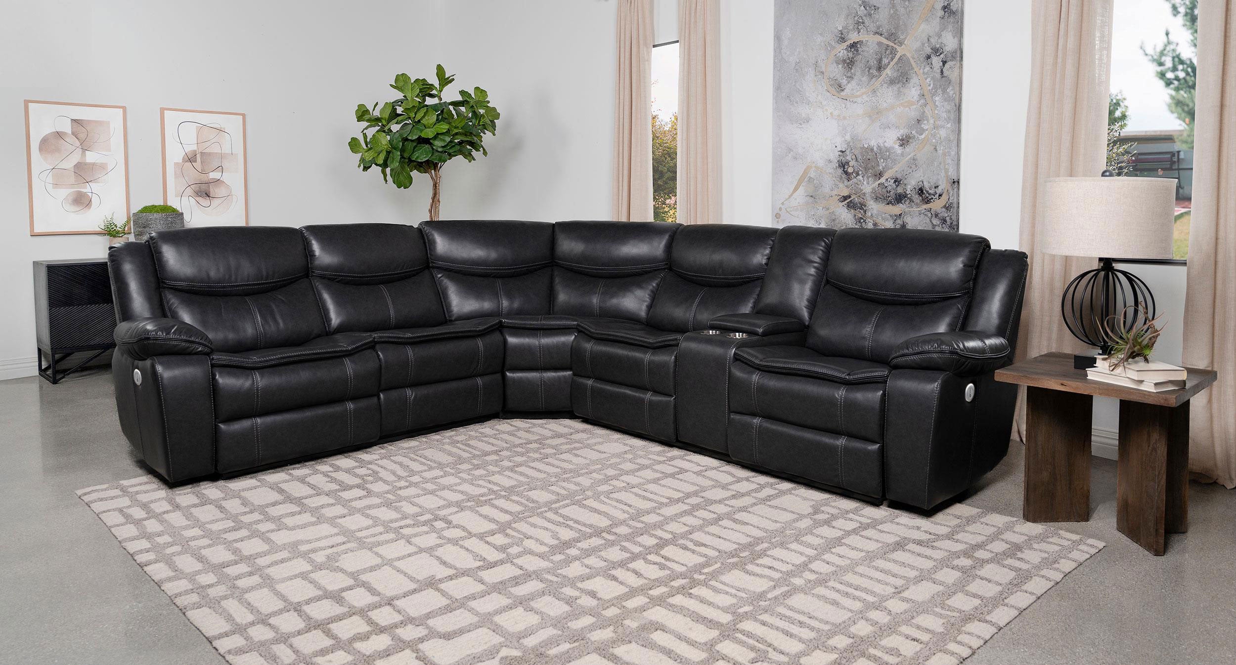 Sycamore Upholstered Power Reclining Sectional Sofa Grey — view 2