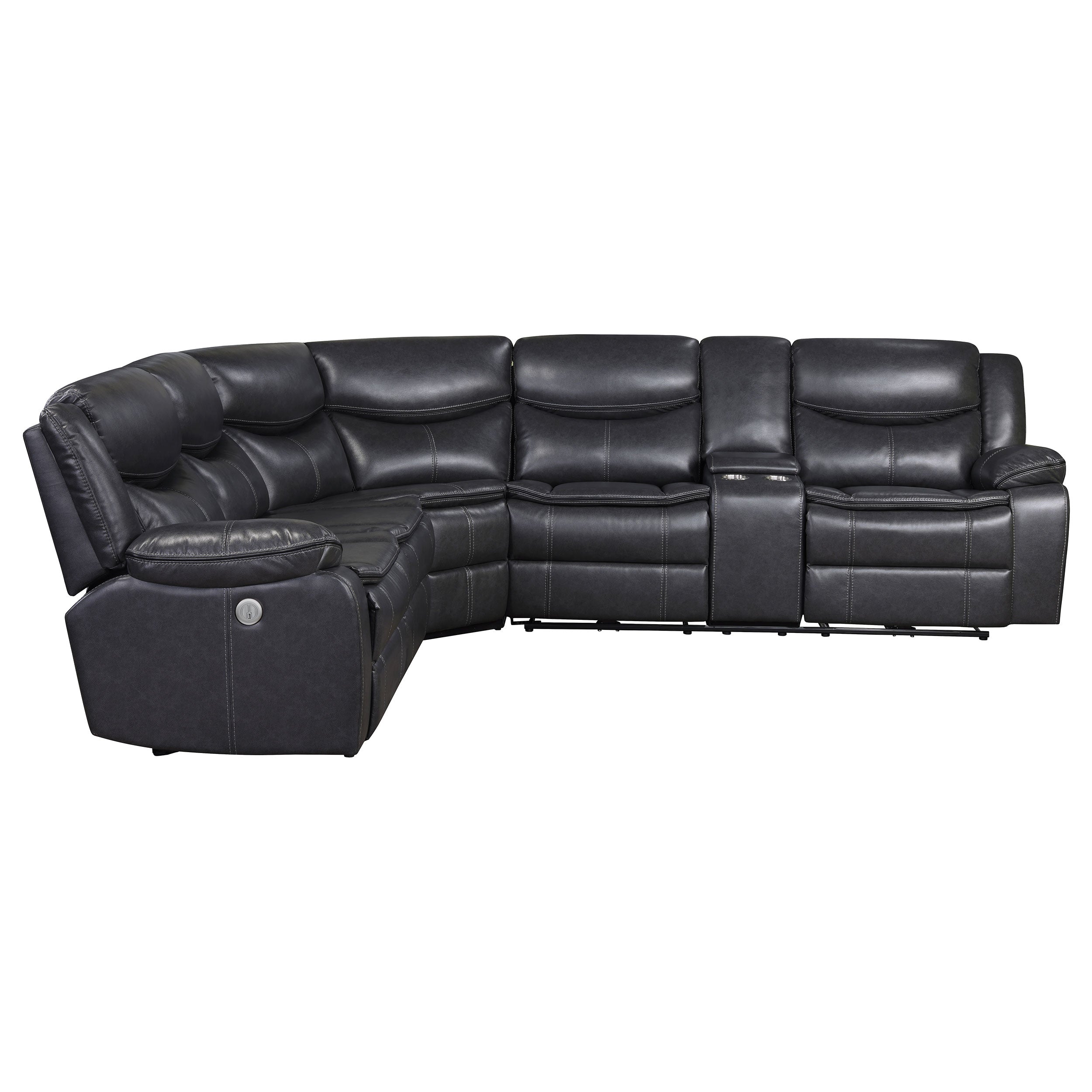Sycamore Upholstered Power Reclining Sectional Sofa Grey — view 7