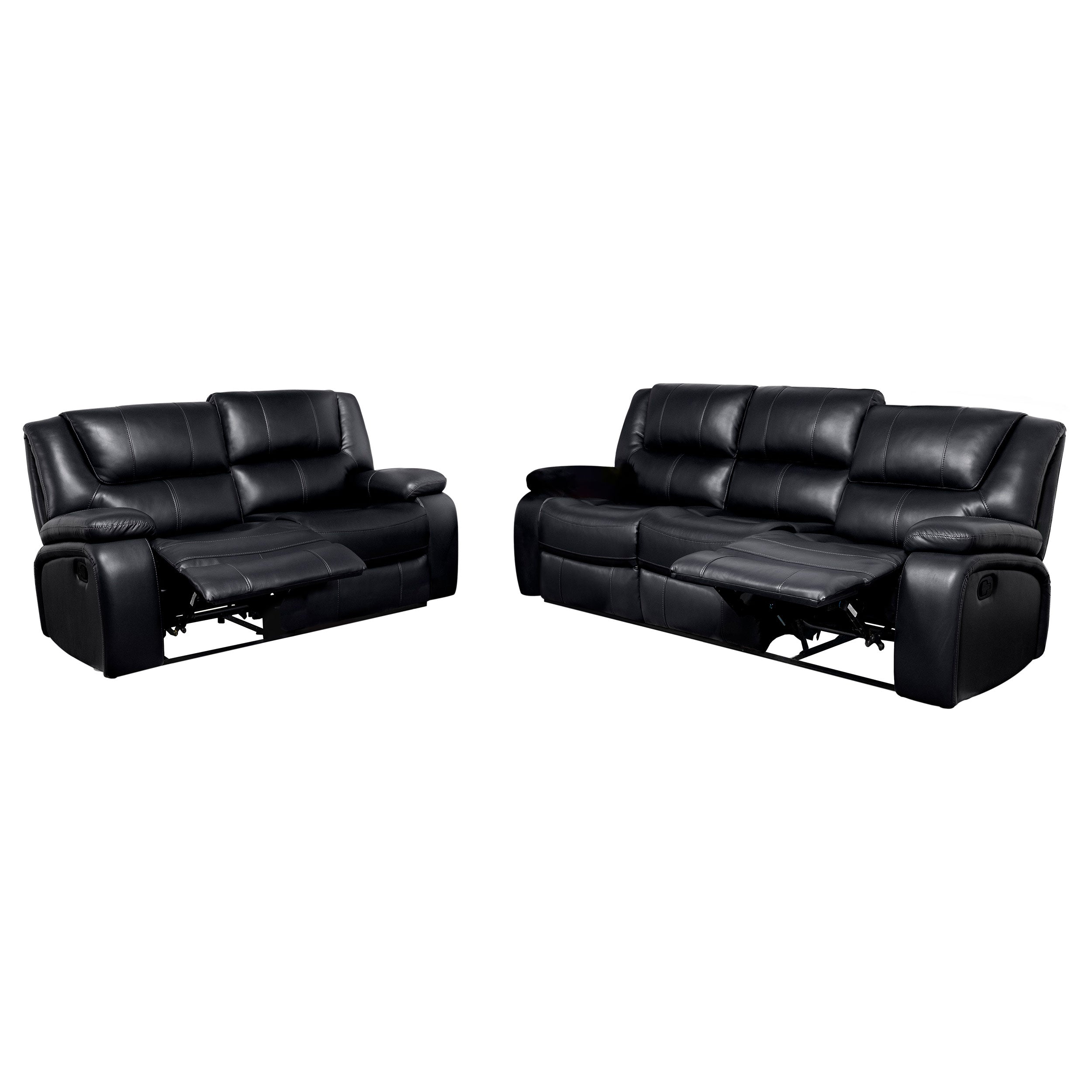 Camila 2-piece Upholstered Reclining Sofa Set Black — view 4