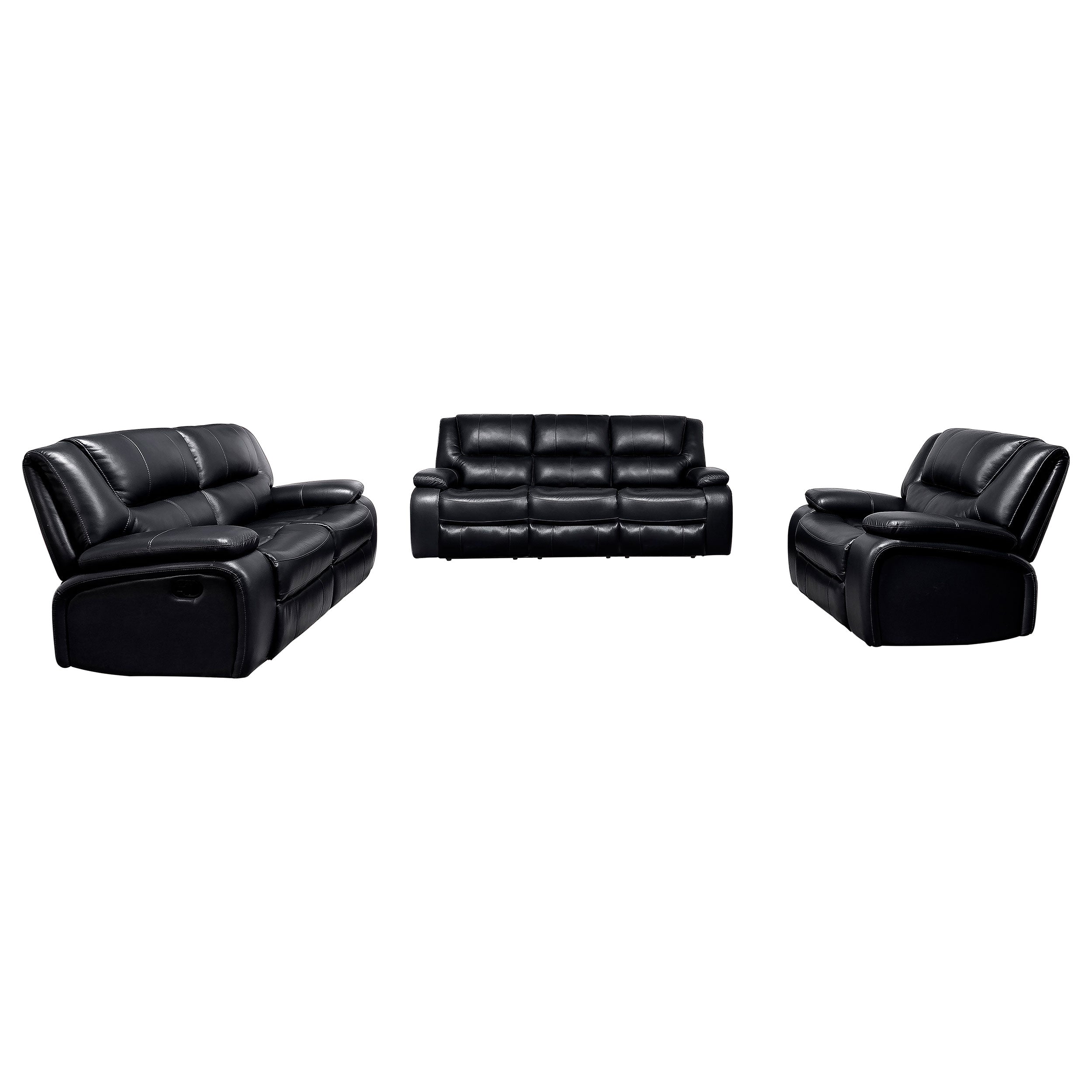 Camila 3-piece Upholstered Reclining Sofa Set Black — view 3