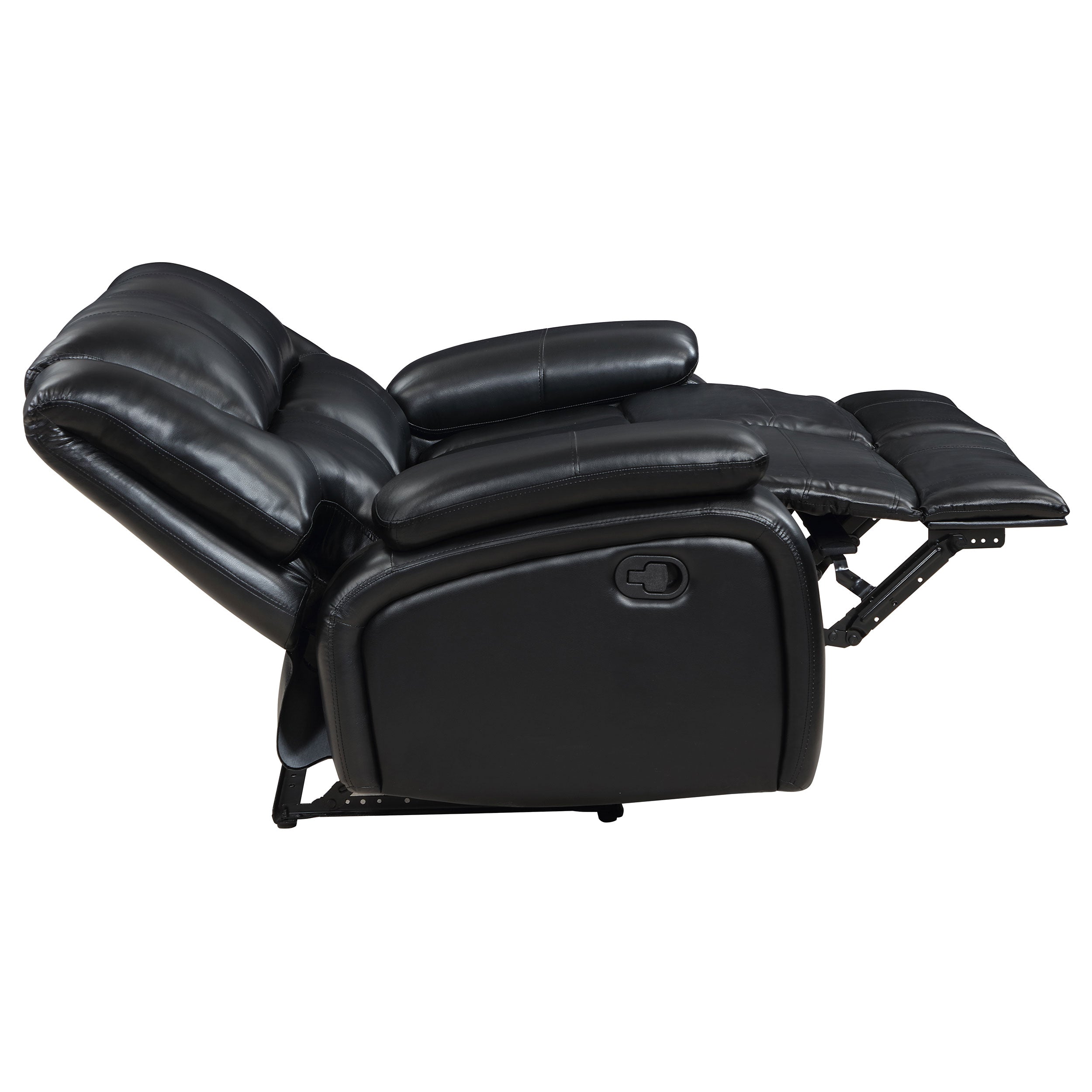 Camila Upholstered Motion Reclining Loveseat Black — view 7