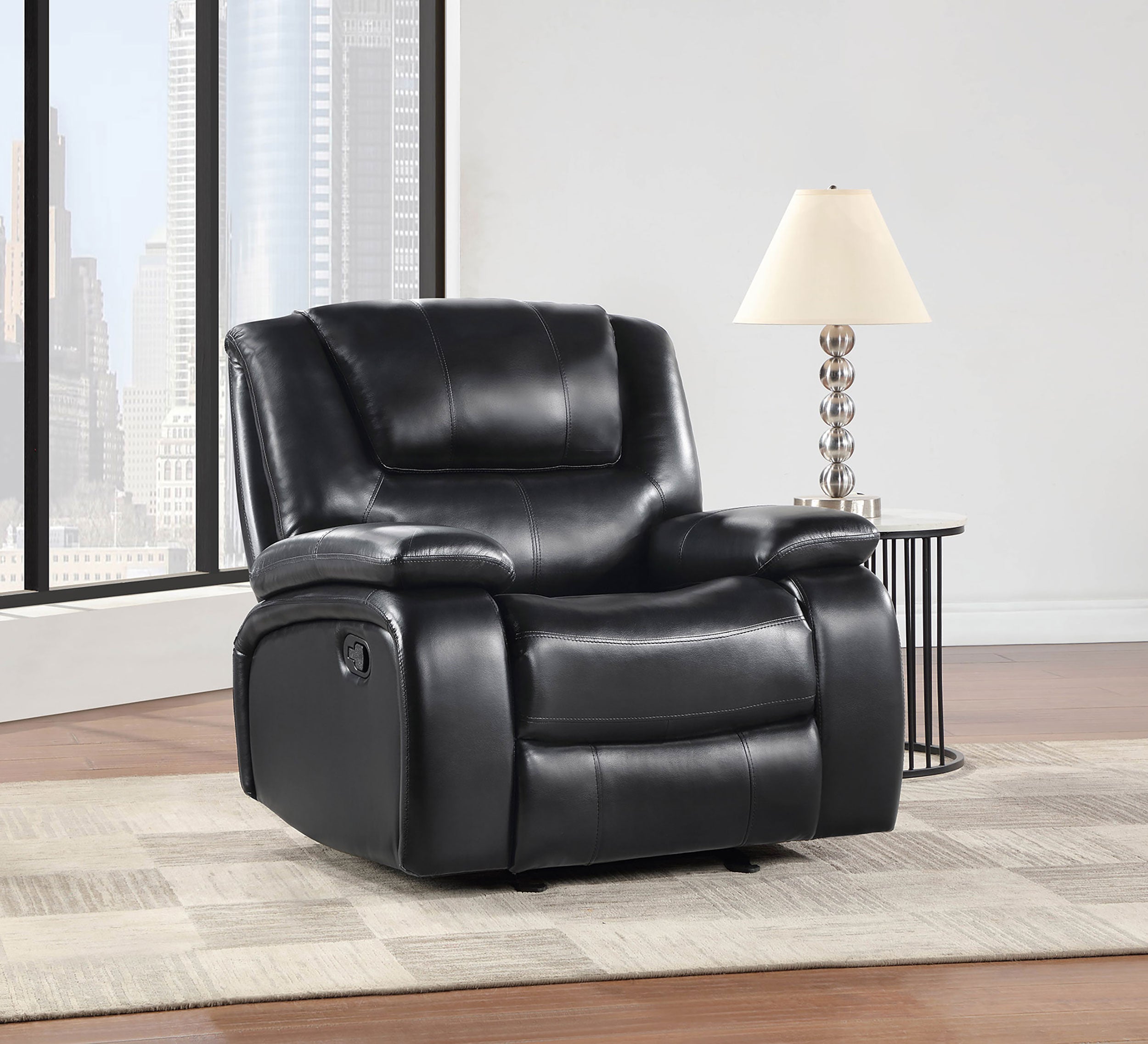 Camila Upholstered Glider Recliner Chair Black — view 2