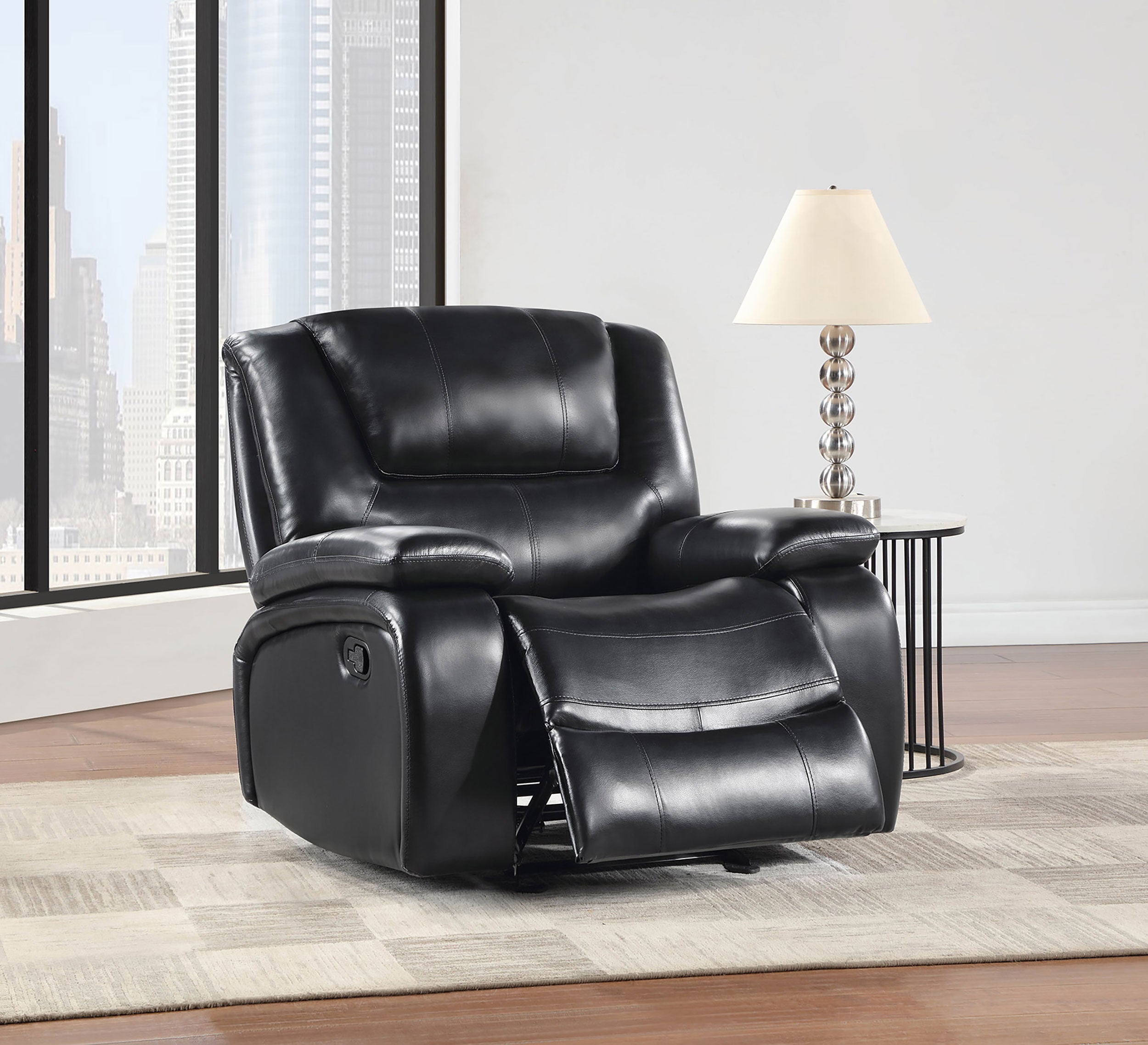 Camila Upholstered Glider Recliner Chair Black — view 3