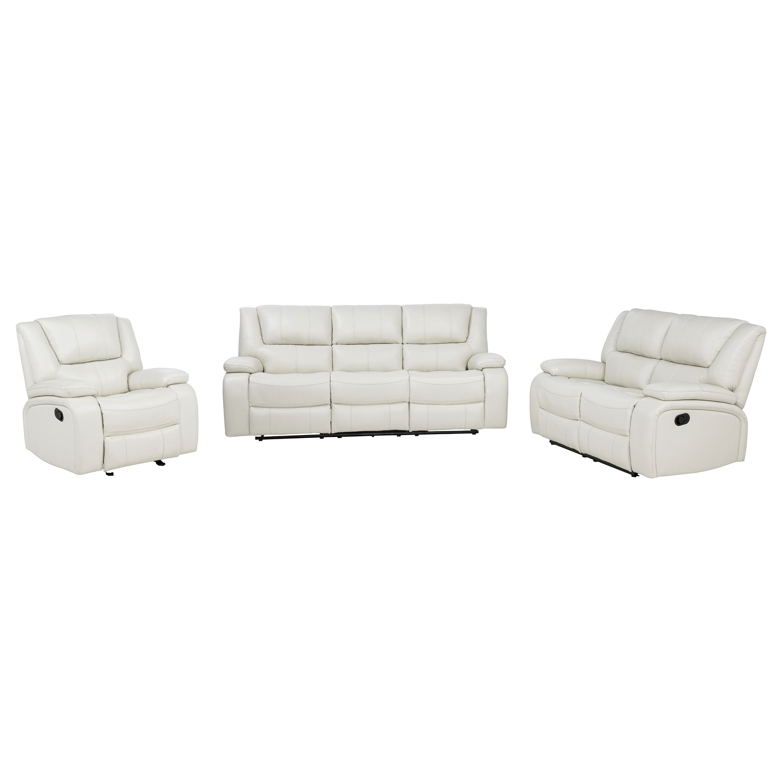 Camila 3-piece Upholstered Reclining Sofa Set White — view 3