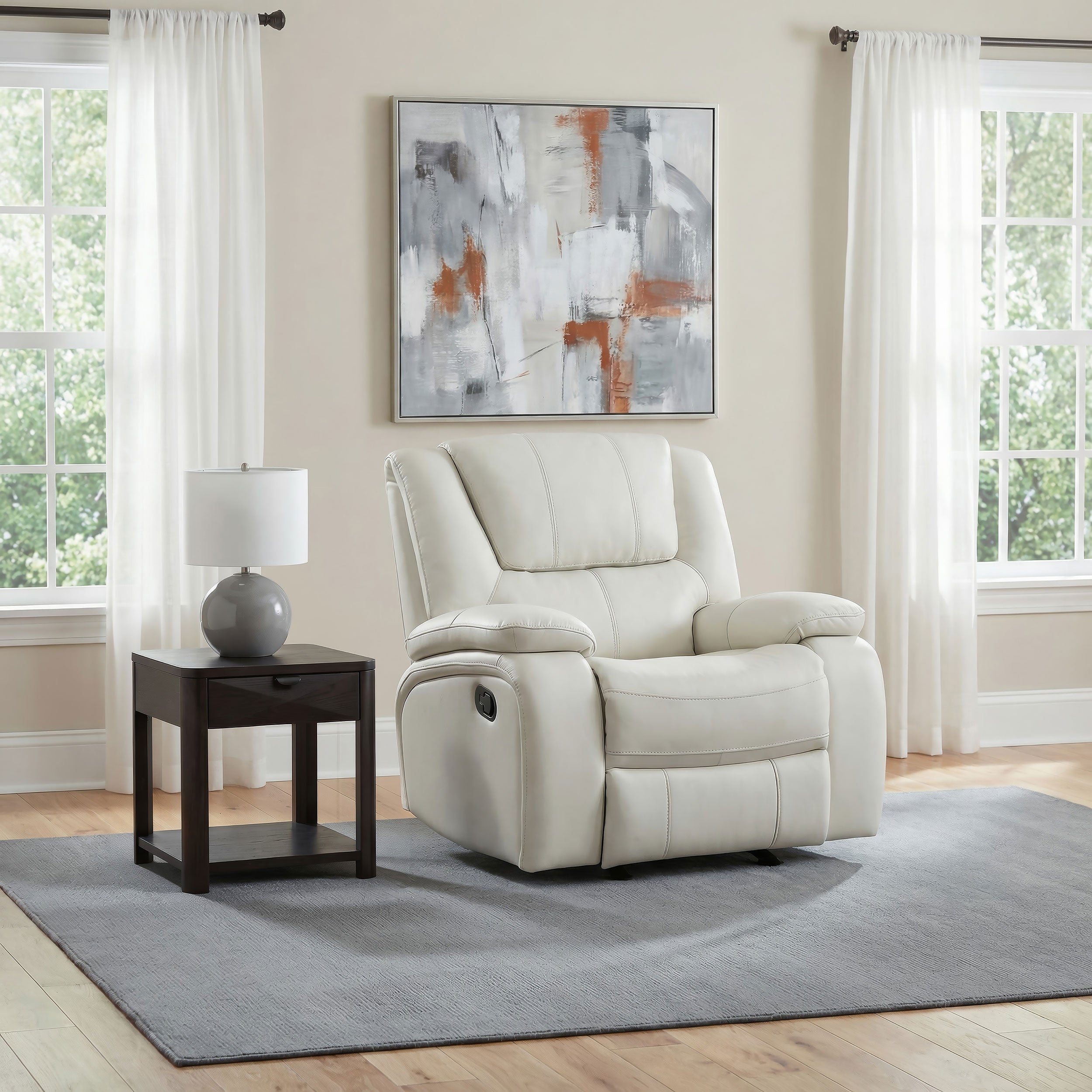 Camila Upholstered Glider Recliner Chair White — view 2