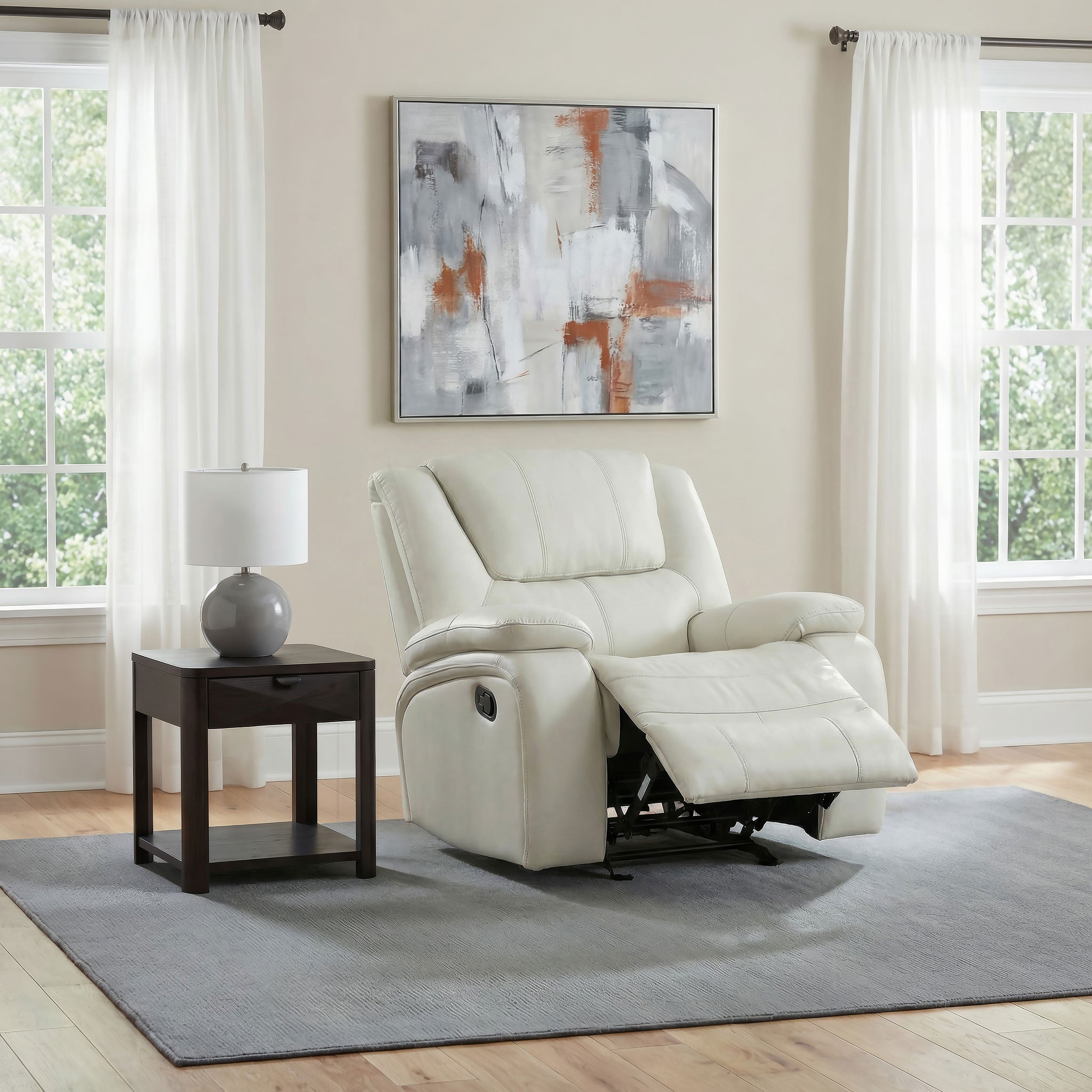 Camila Upholstered Glider Recliner Chair White — view 3