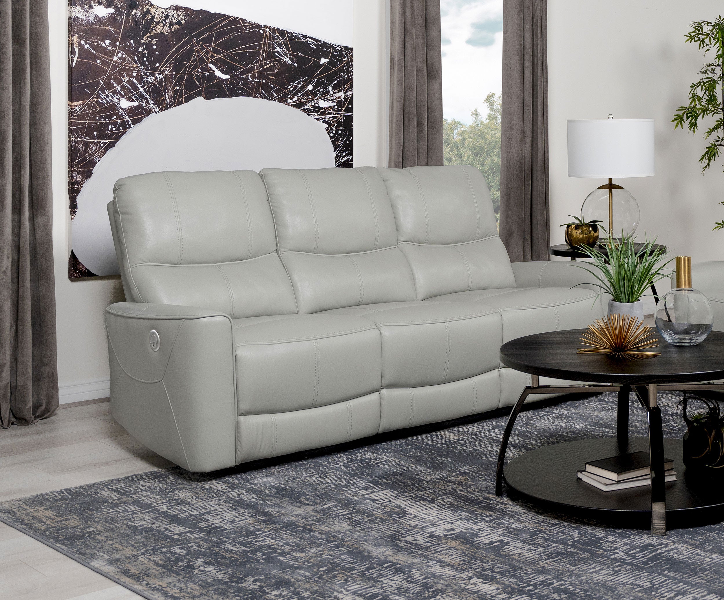 Greenfield Upholstered Power Reclining Sofa Dove Grey — view 2