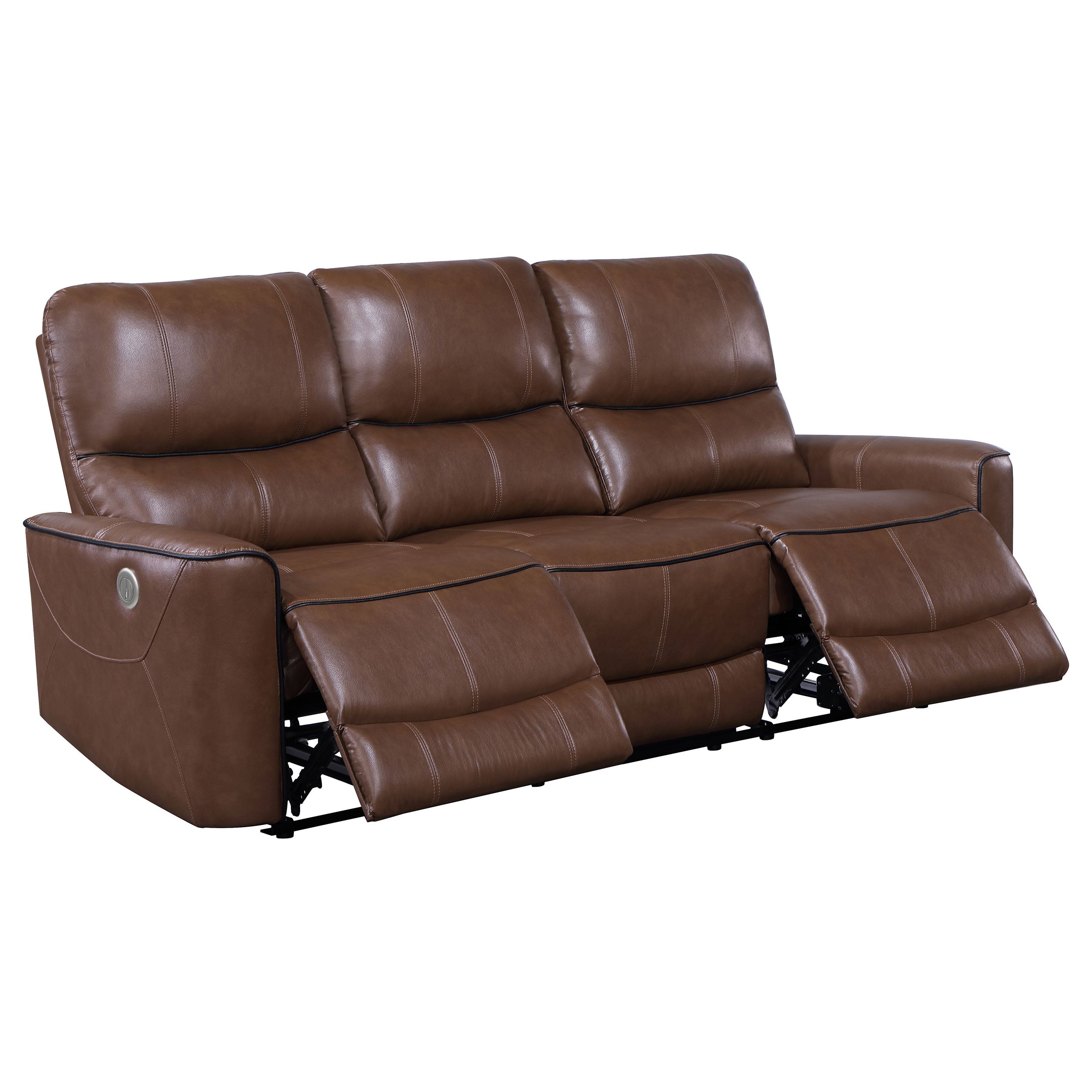 Greenfield 2-piece Power Reclining Sofa Set Saddle Brown — view 5