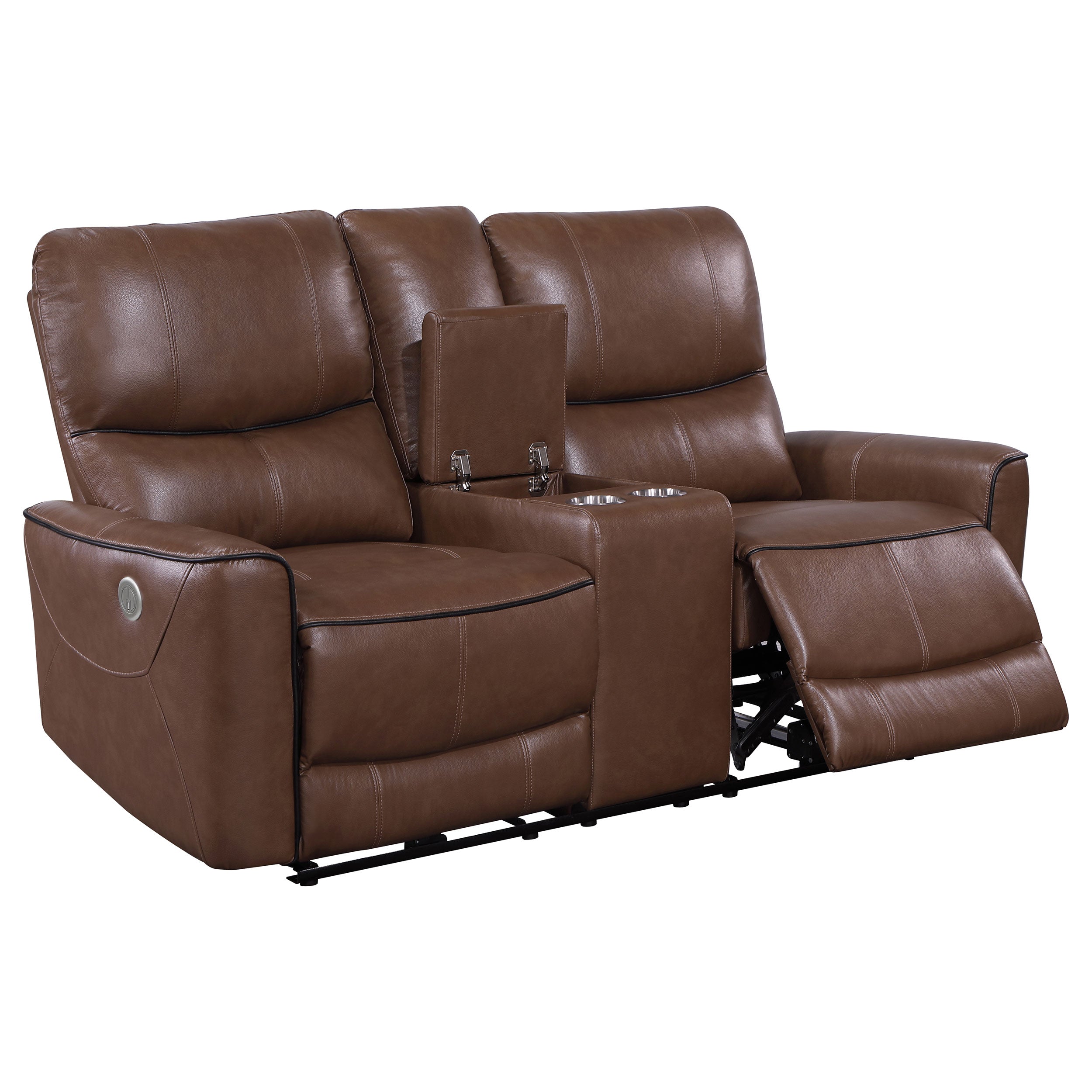 Greenfield 2-piece Power Reclining Sofa Set Saddle Brown — view 9