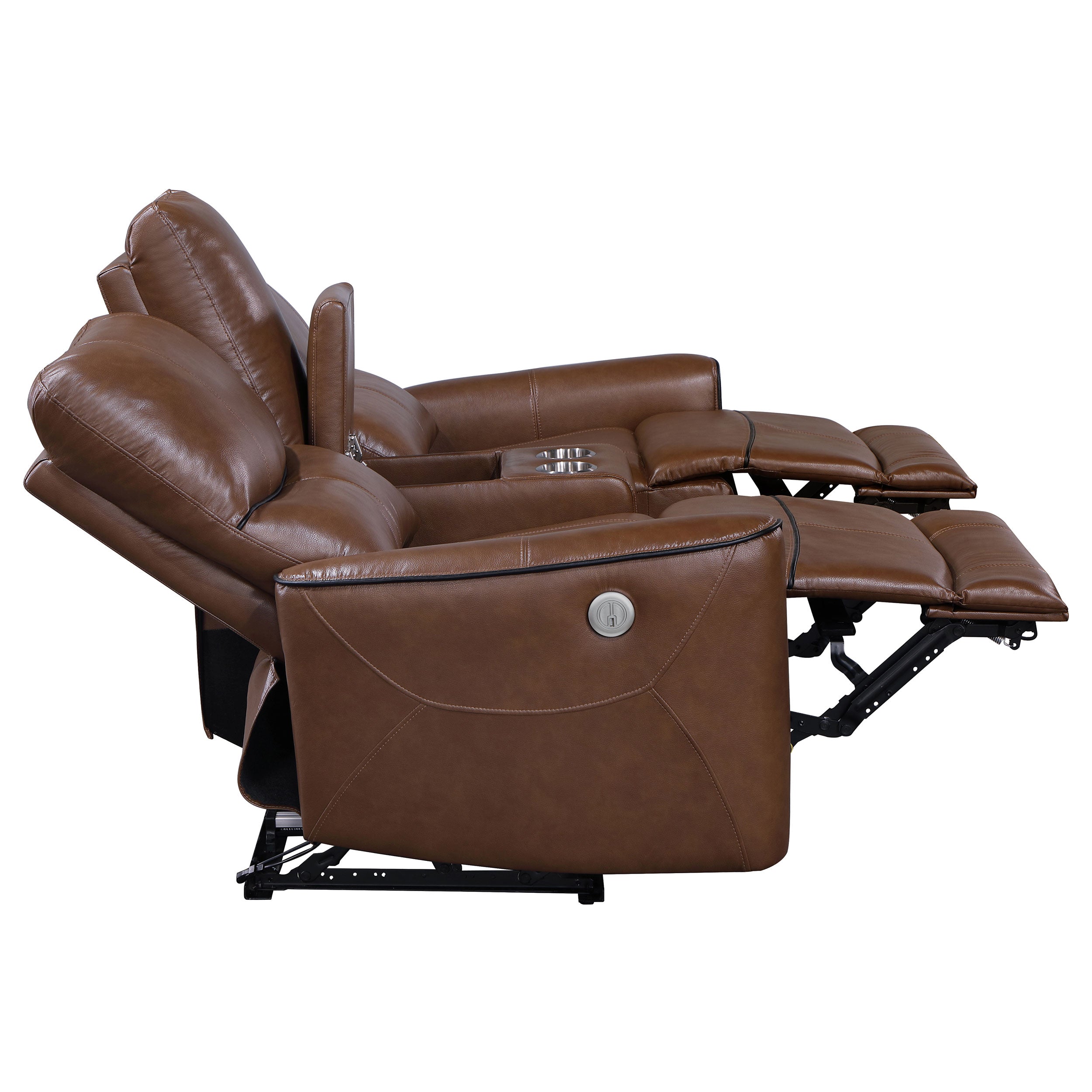 Greenfield 2-piece Power Reclining Sofa Set Saddle Brown — view 11
