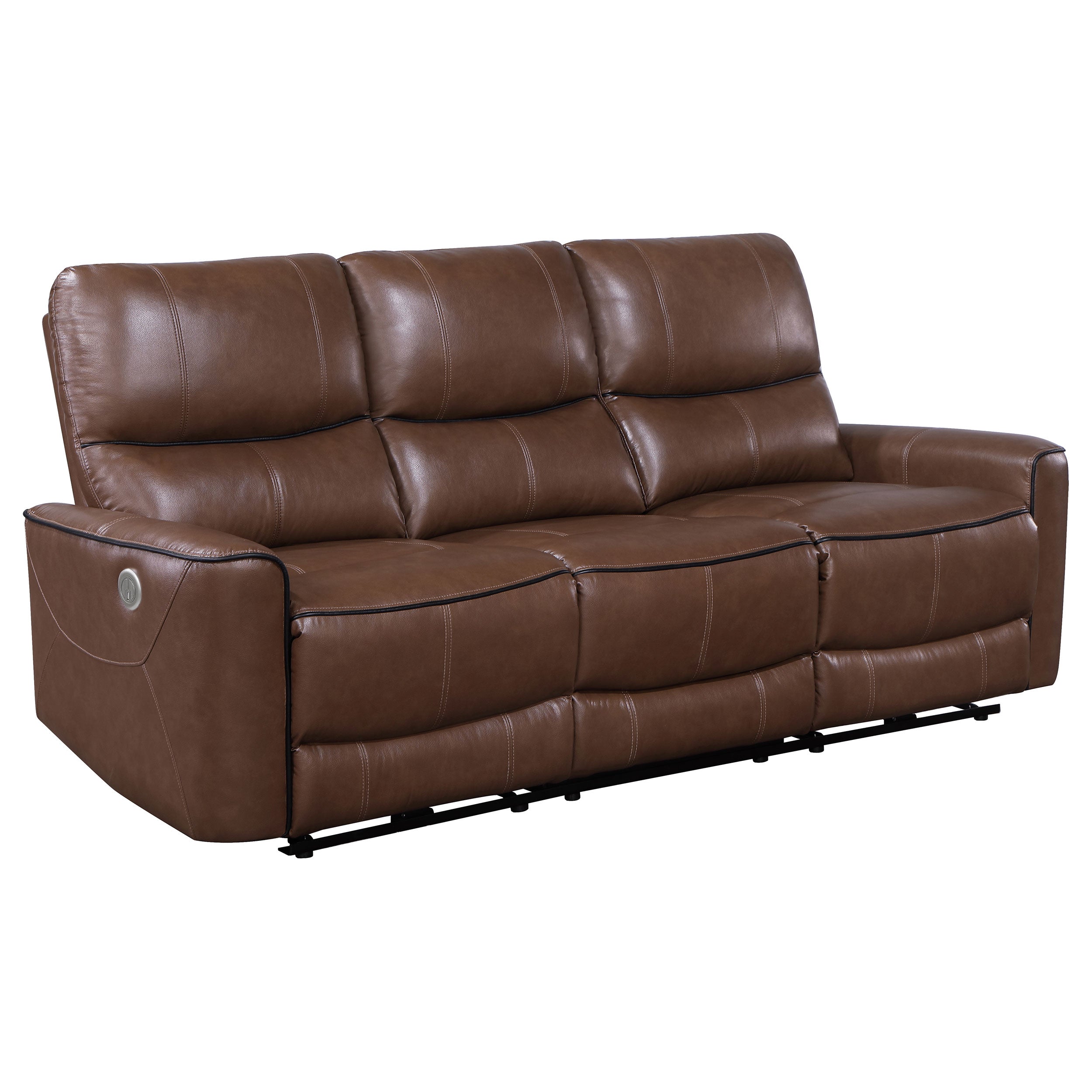 Greenfield Upholstered Power Reclining Sofa Saddle Brown — view 1