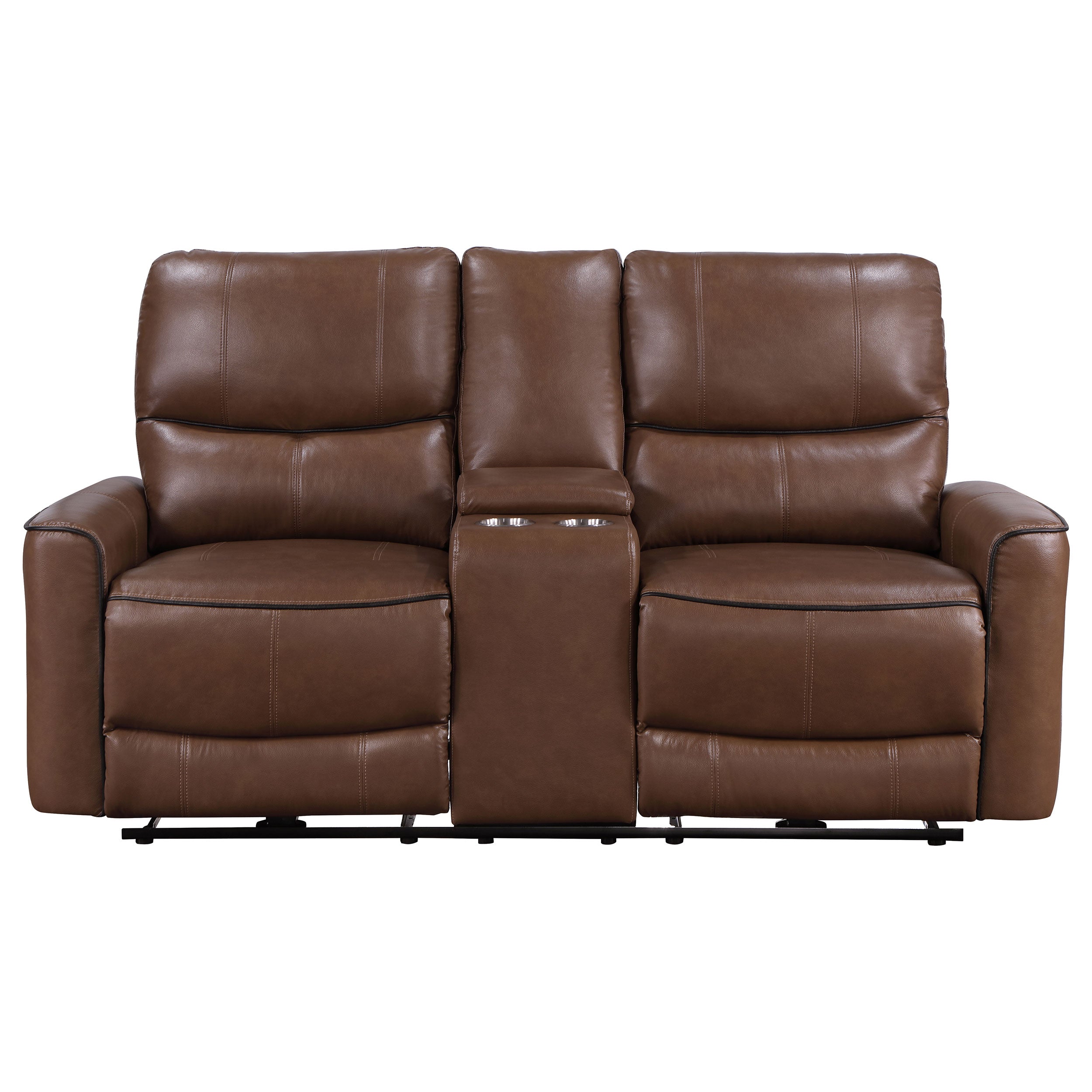 Greenfield Upholstered Power Reclining Loveseat Saddle Brown — view 4