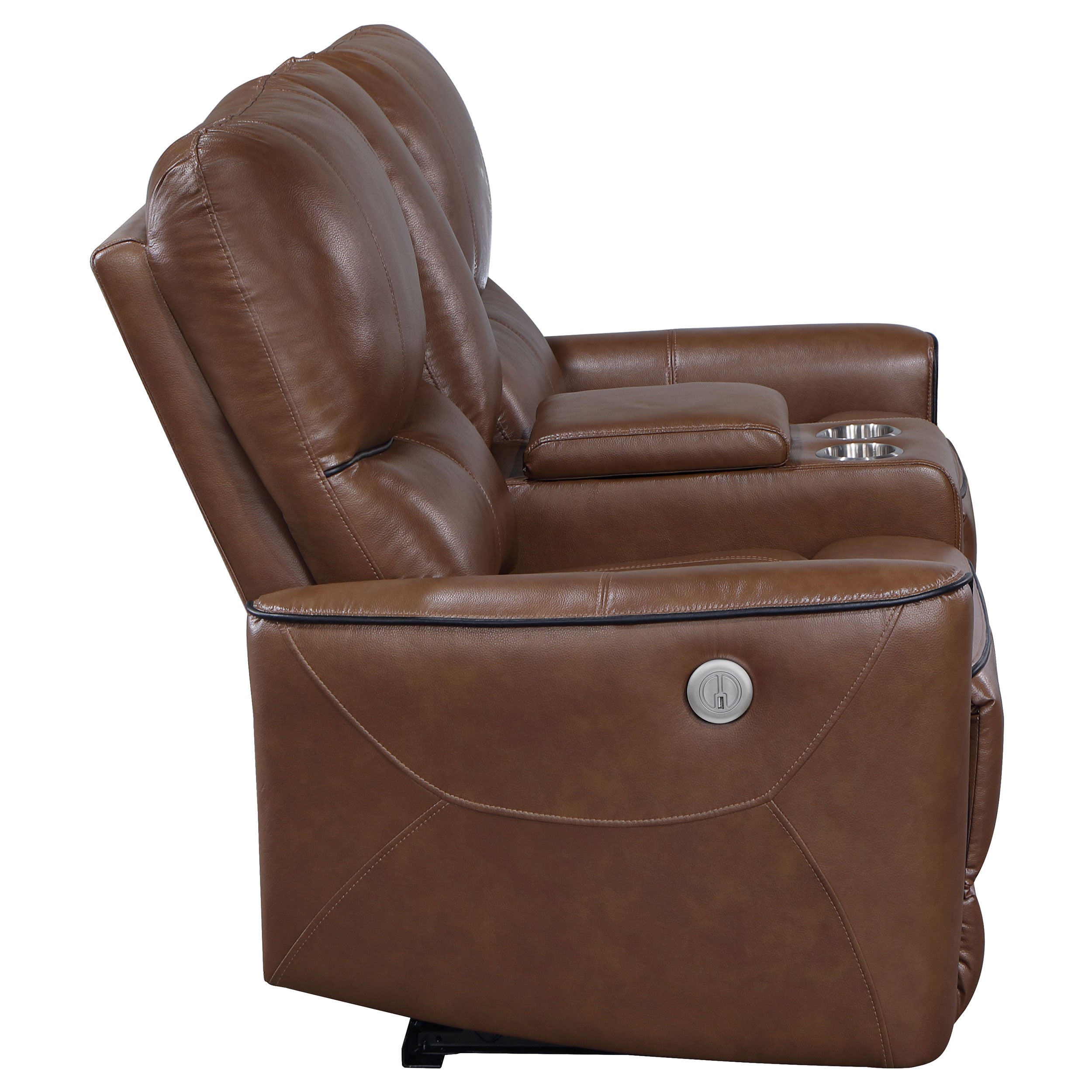 Greenfield Upholstered Power Reclining Loveseat Saddle Brown — view 6