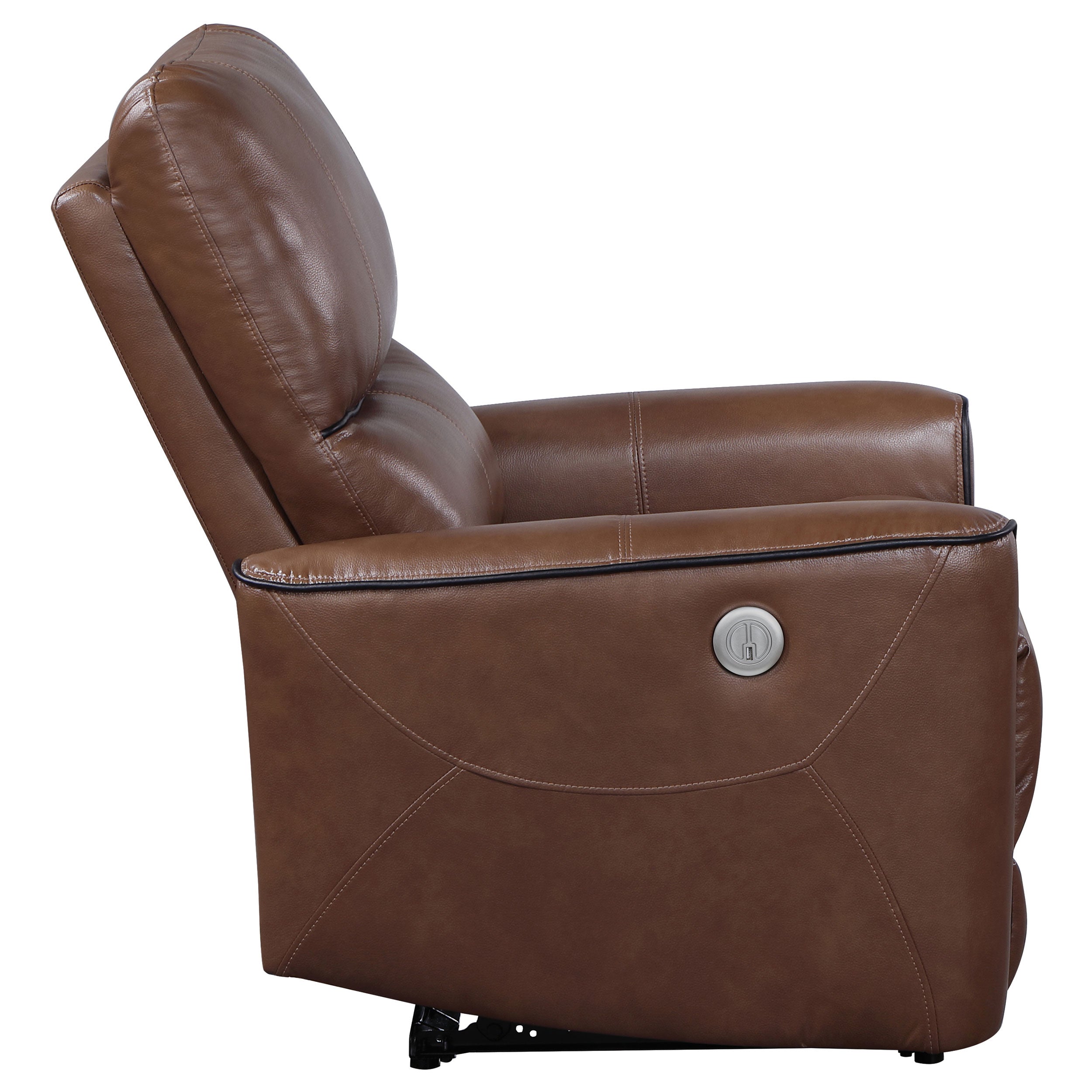 Greenfield Upholstered Power Recliner Chair Saddle Brown — view 6