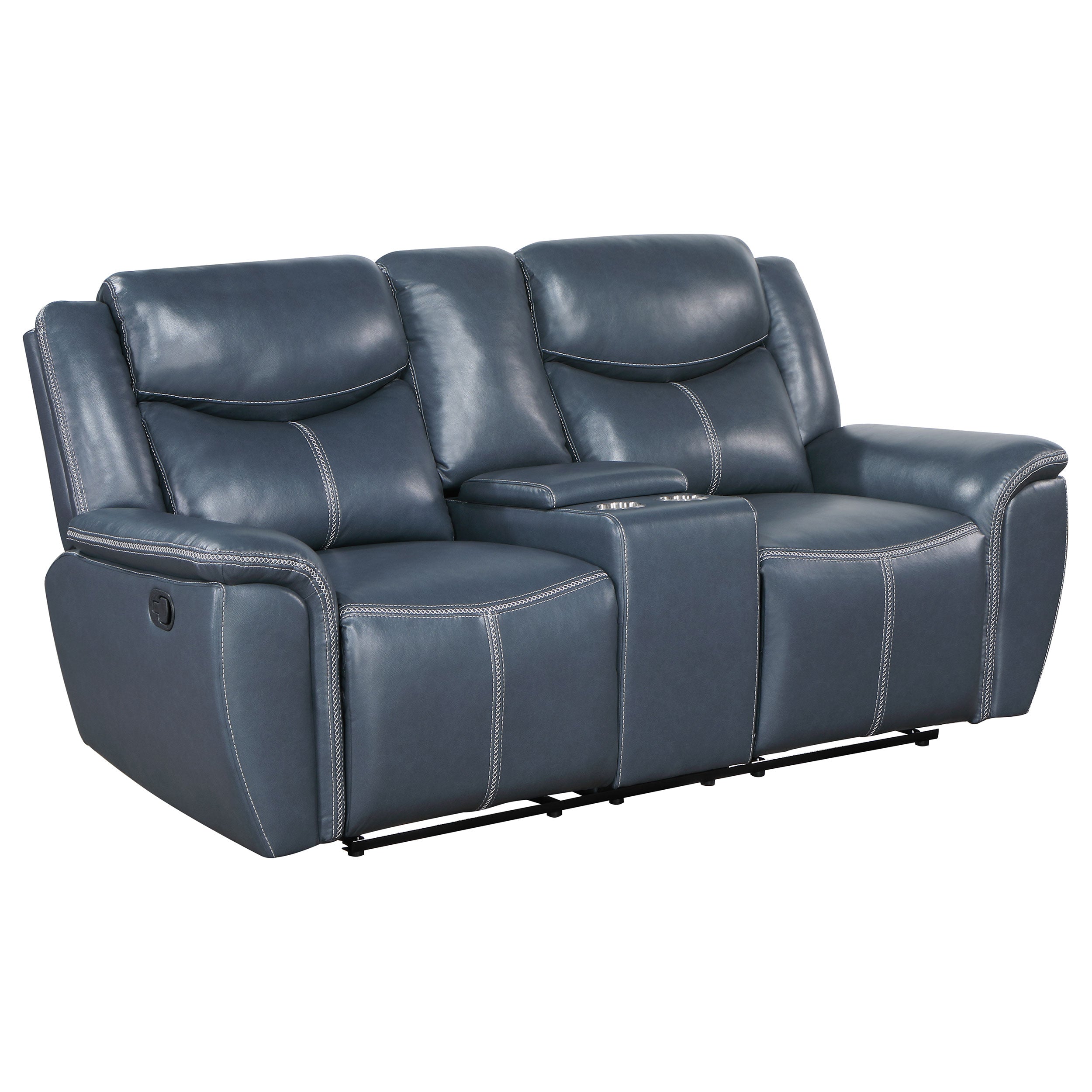 Sloane 2-piece Upholstered Reclining Sofa Set Blue — view 8