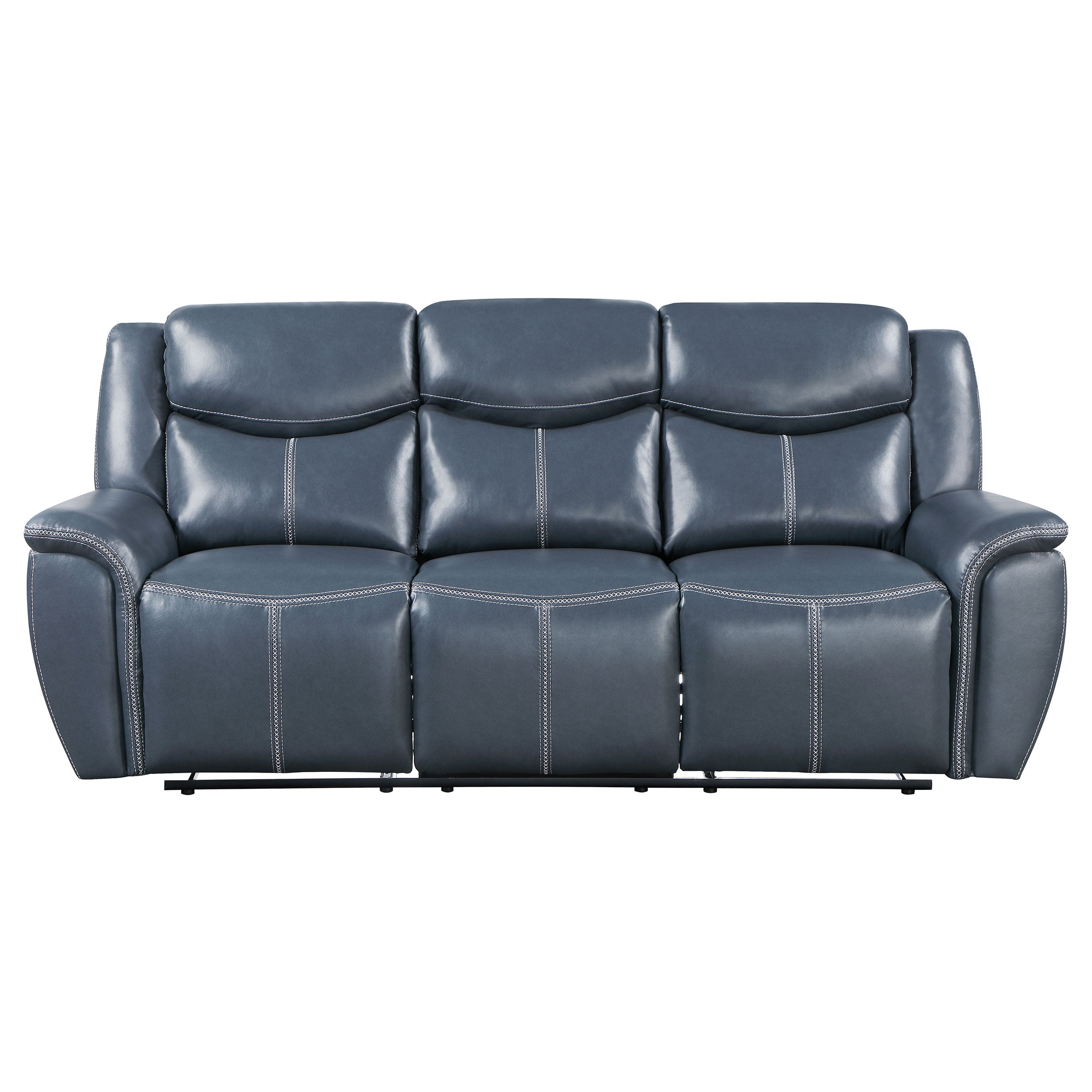 Sloane Upholstered Padded Arm Reclining Sofa Blue — view 4