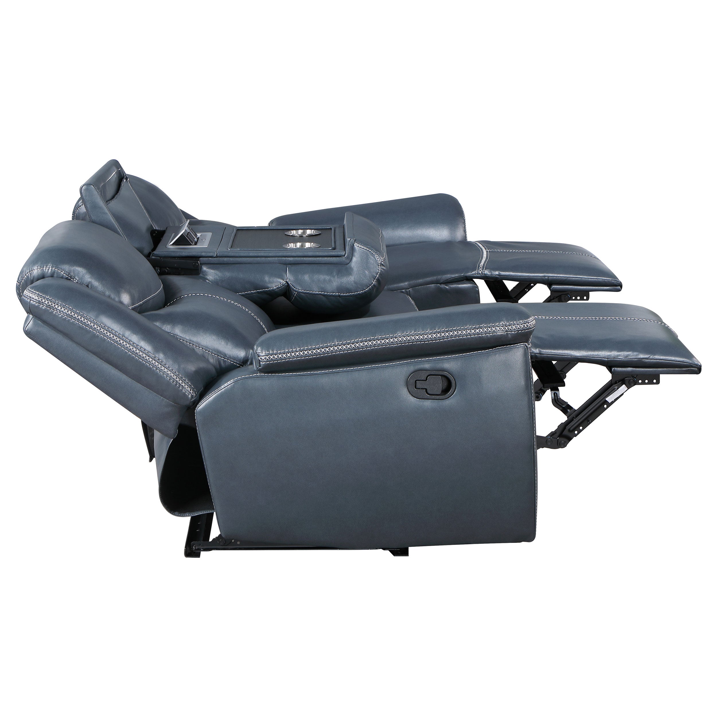 Sloane Upholstered Padded Arm Reclining Sofa Blue — view 7