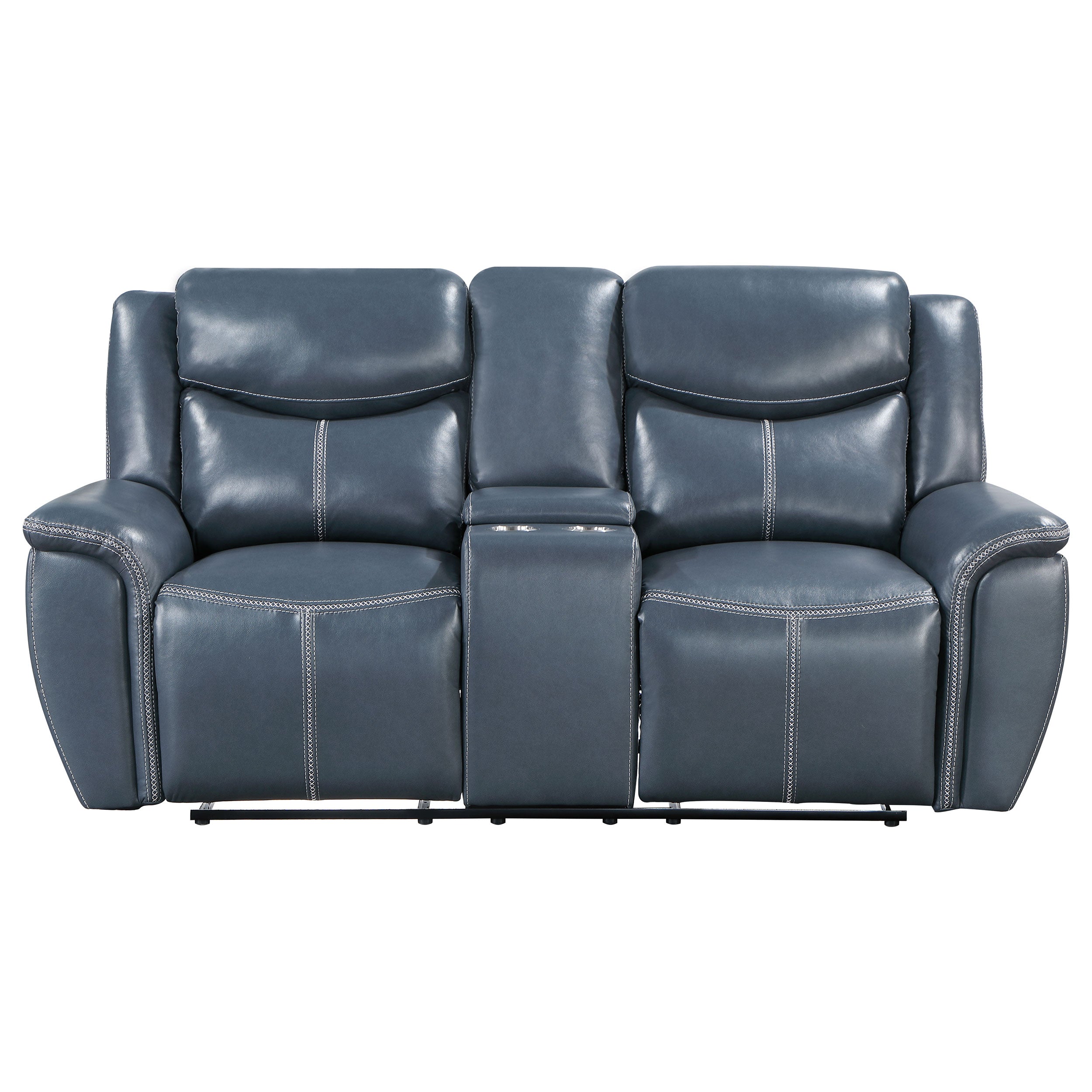 Sloane Upholstered Padded Arm Reclining Loveseat Blue — view 4