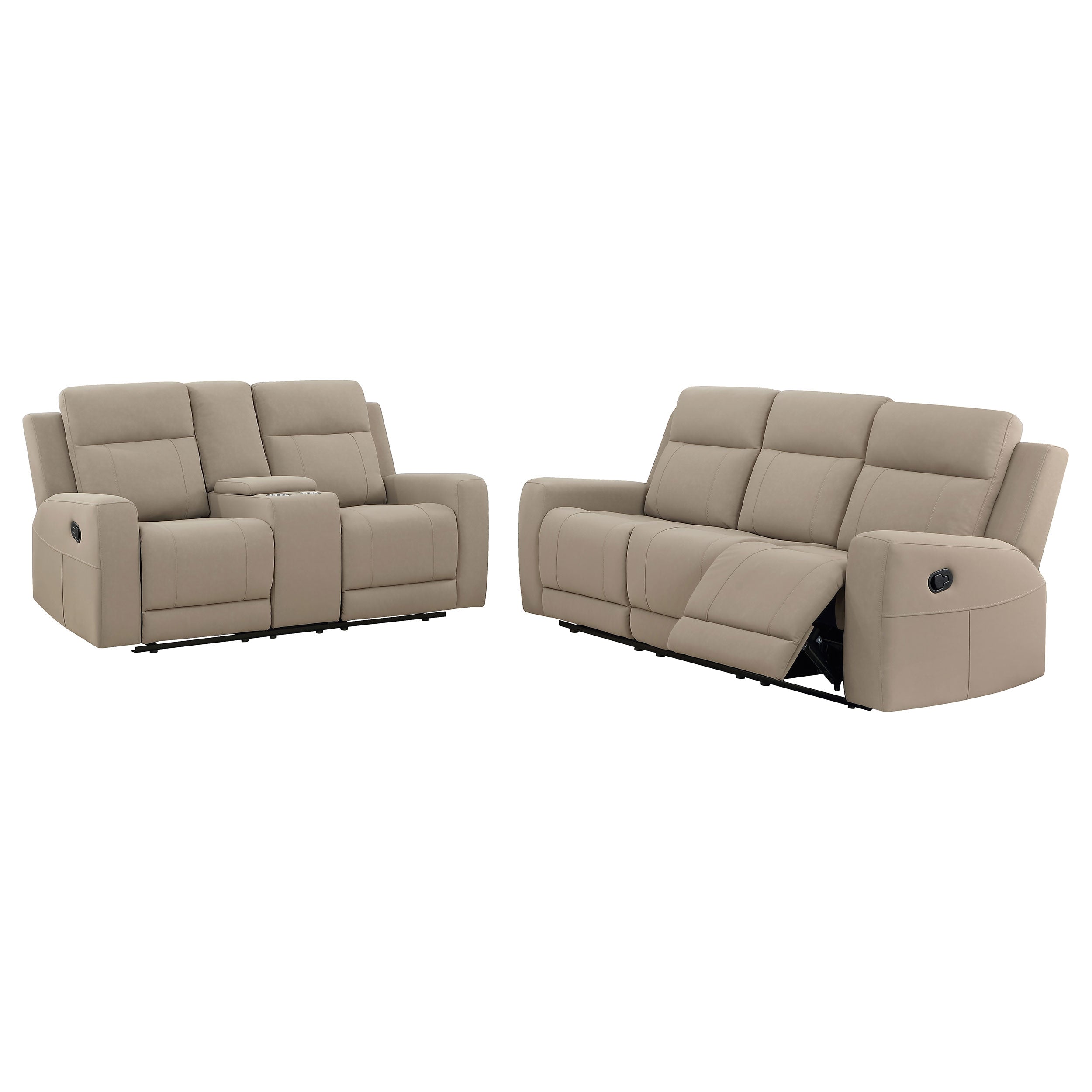 Brentwood 2-piece Upholstered Reclining Sofa Set Taupe — view 2