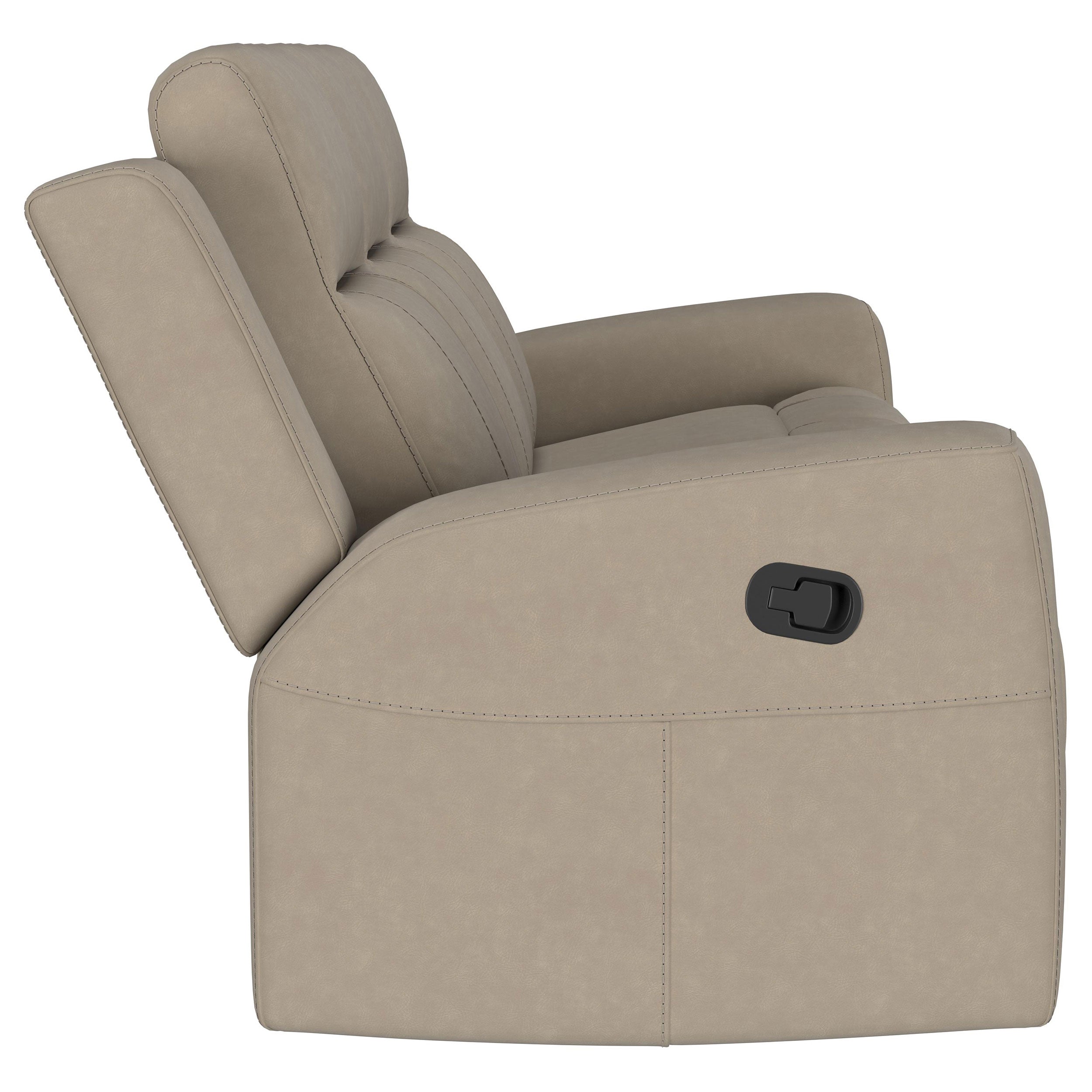 Brentwood Upholstered Motion Reclining Sofa Taupe — view 9