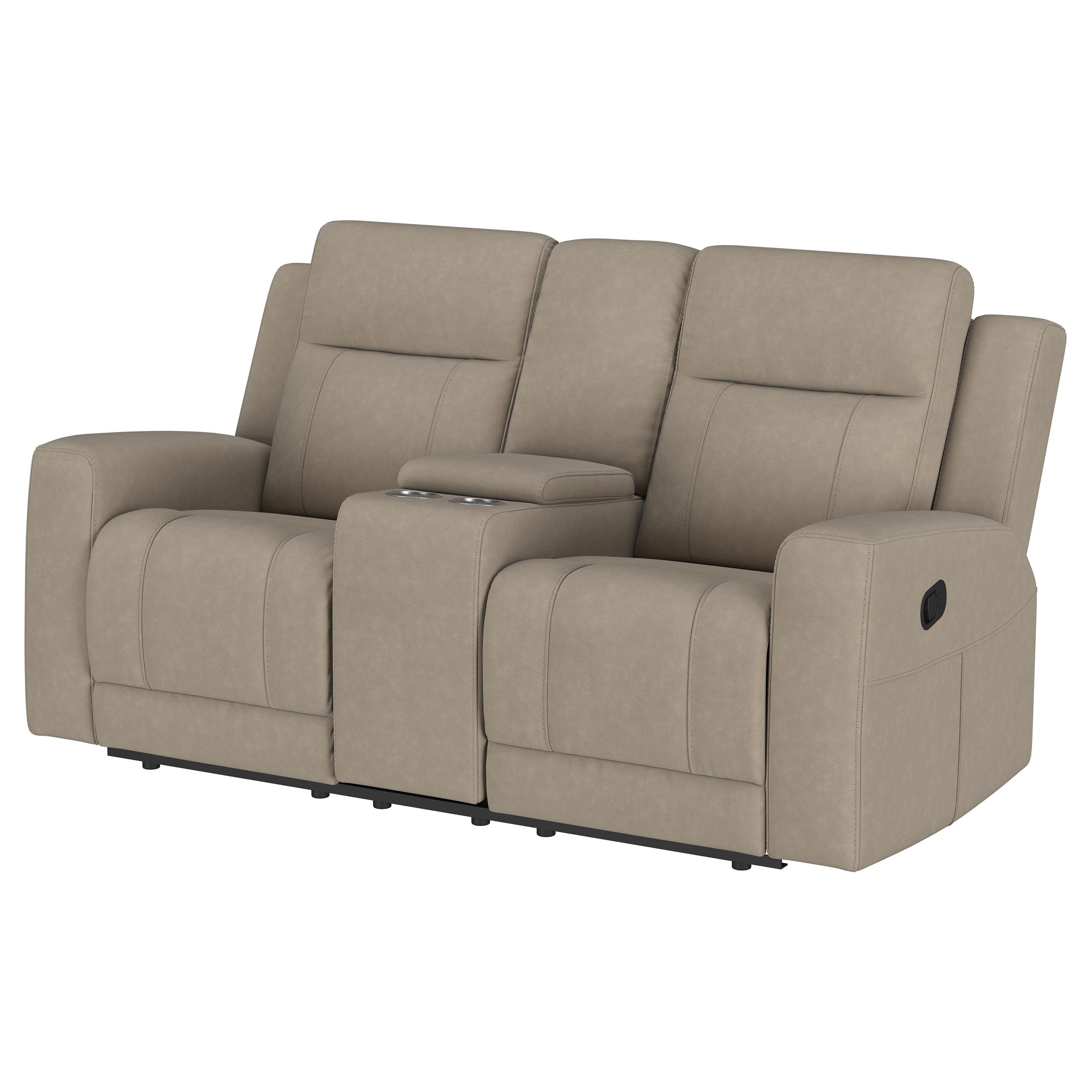 Brentwood Upholstered Motion Reclining Loveseat Taupe — view 5
