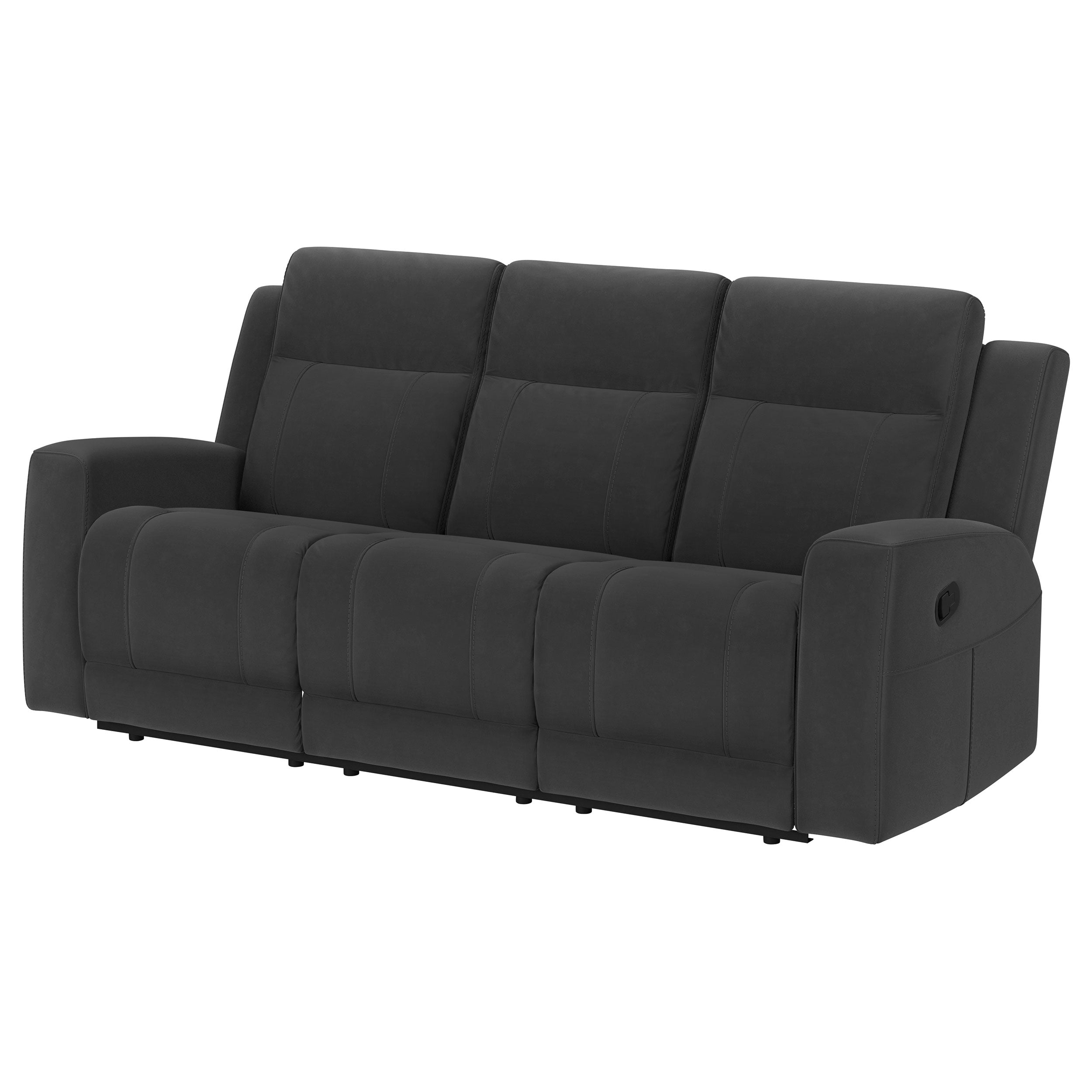 Brentwood Upholstered Motion Reclining Sofa Dark Charcoal — view 4