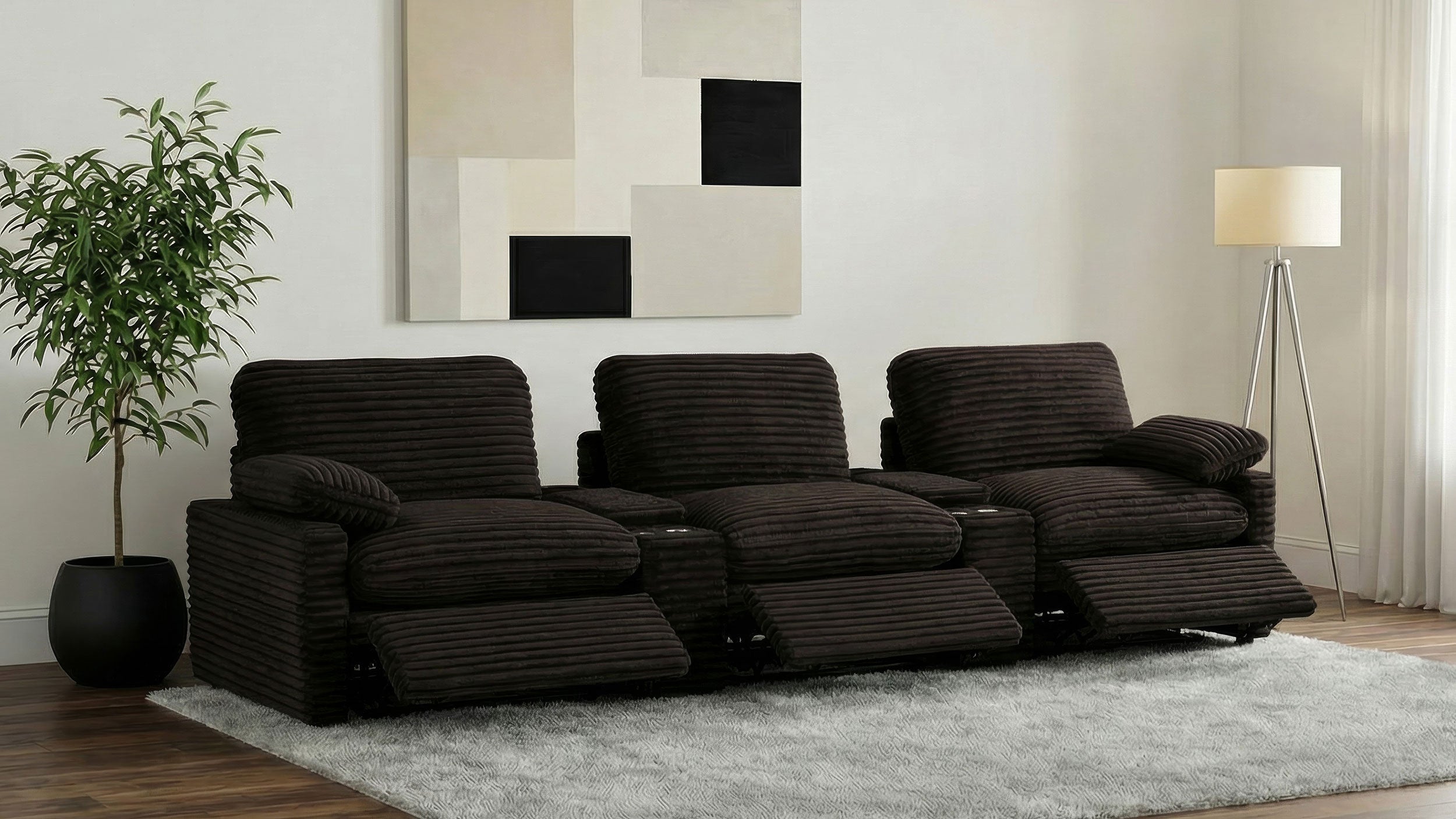 Collins 5-Piece Power Reclining Home Theater Seating Chocolate Brown — view 3