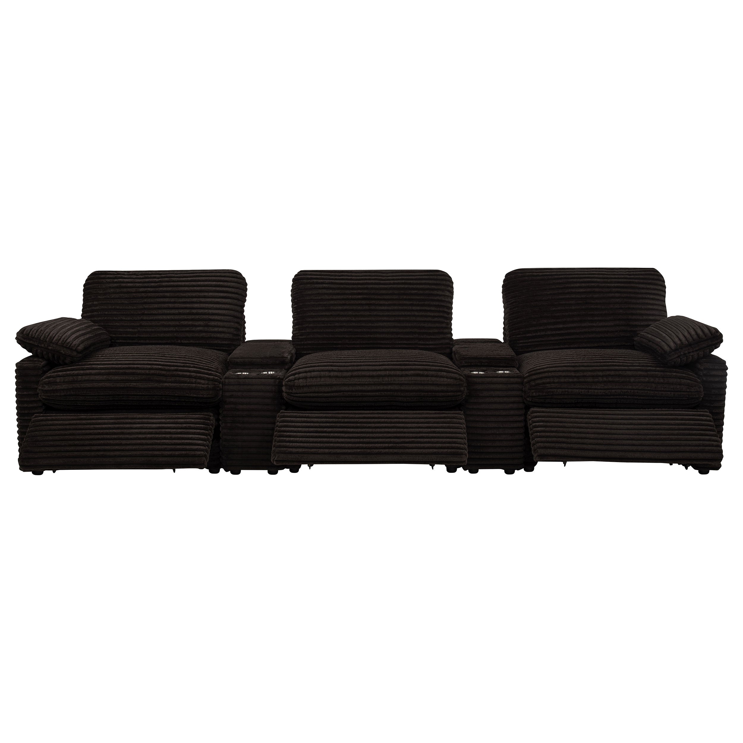 Collins 5-Piece Power Reclining Home Theater Seating Chocolate Brown — view 6